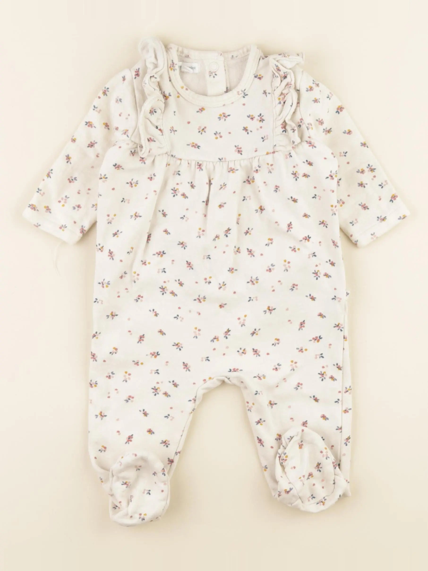 Vertbaudet - pyjama coton beige - 6 mois