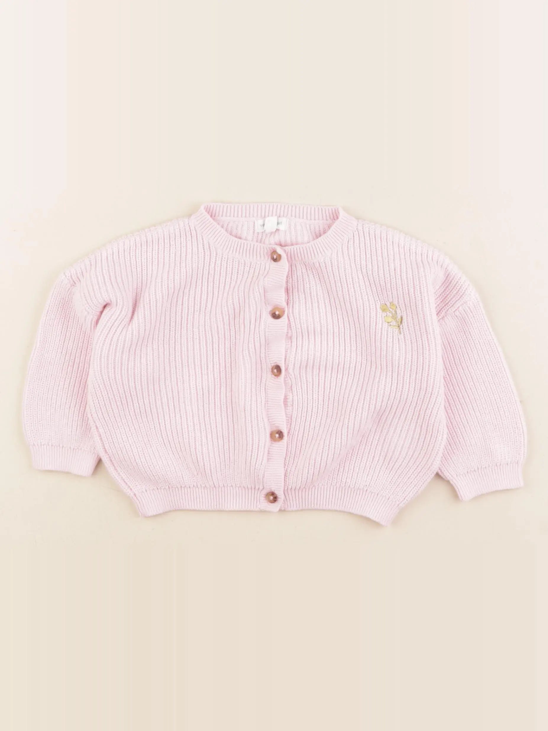 Vertbaudet - gilet rose - 12 mois