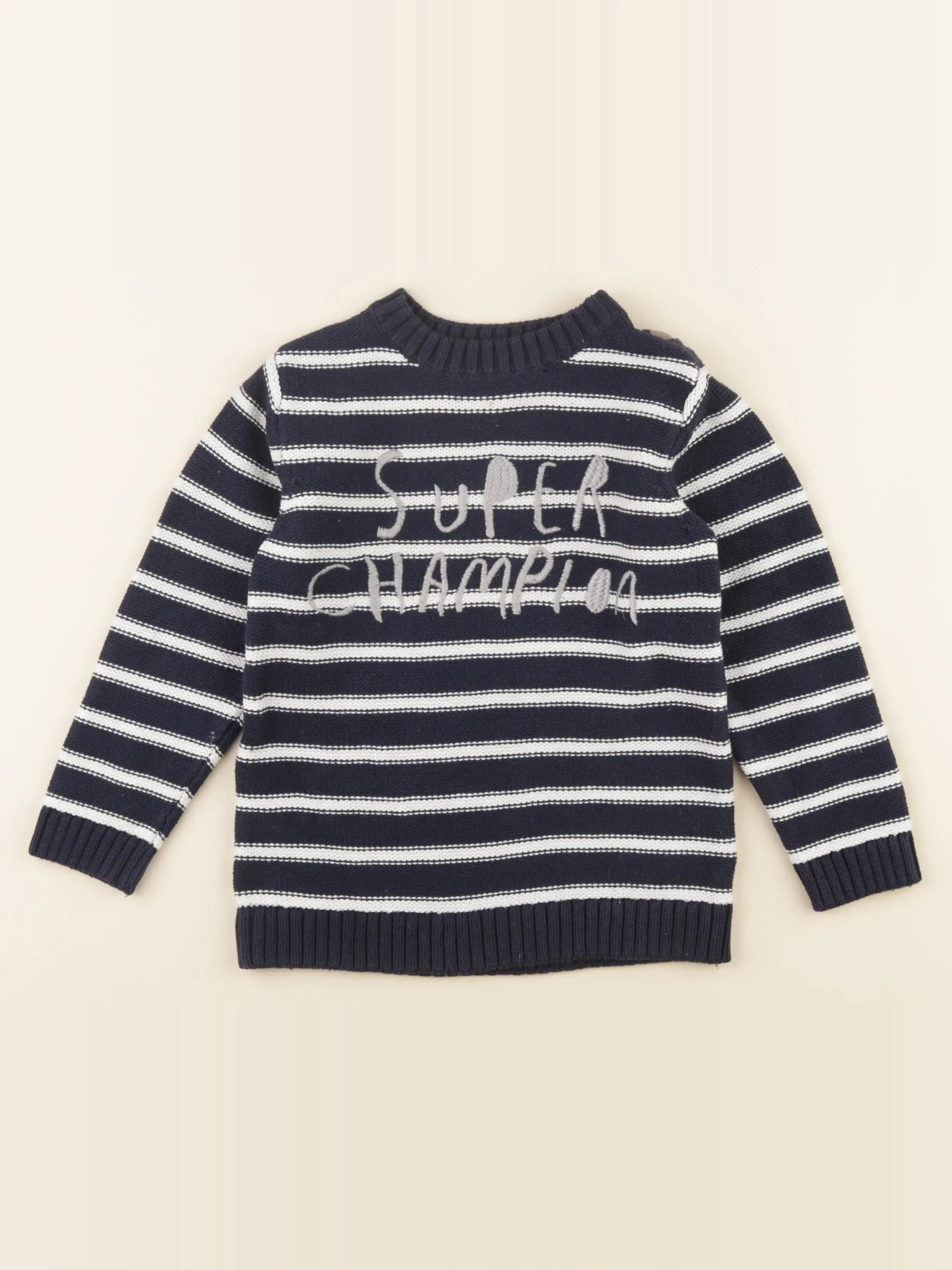 Vertbaudet - pull bleu, blanc - 5 ans