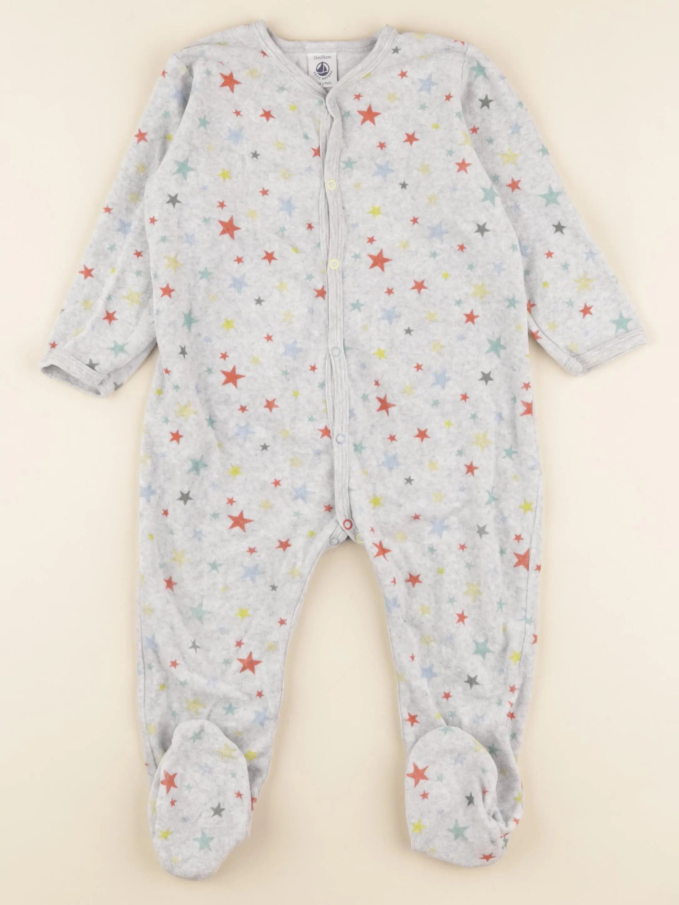 Petit Bateau - pyjama velours multicolore - 24 mois