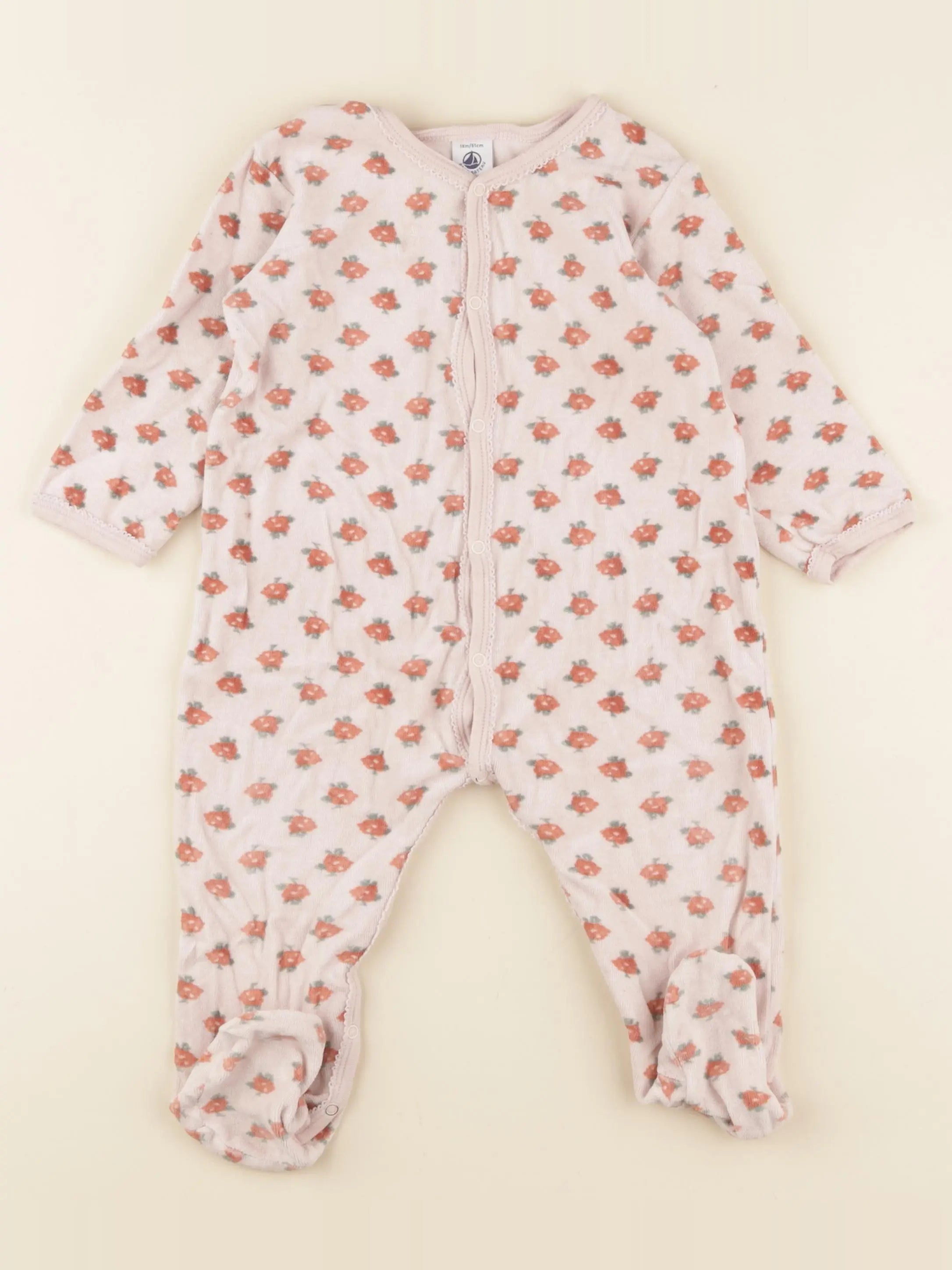Petit Bateau - pyjama velours rose - 18 mois