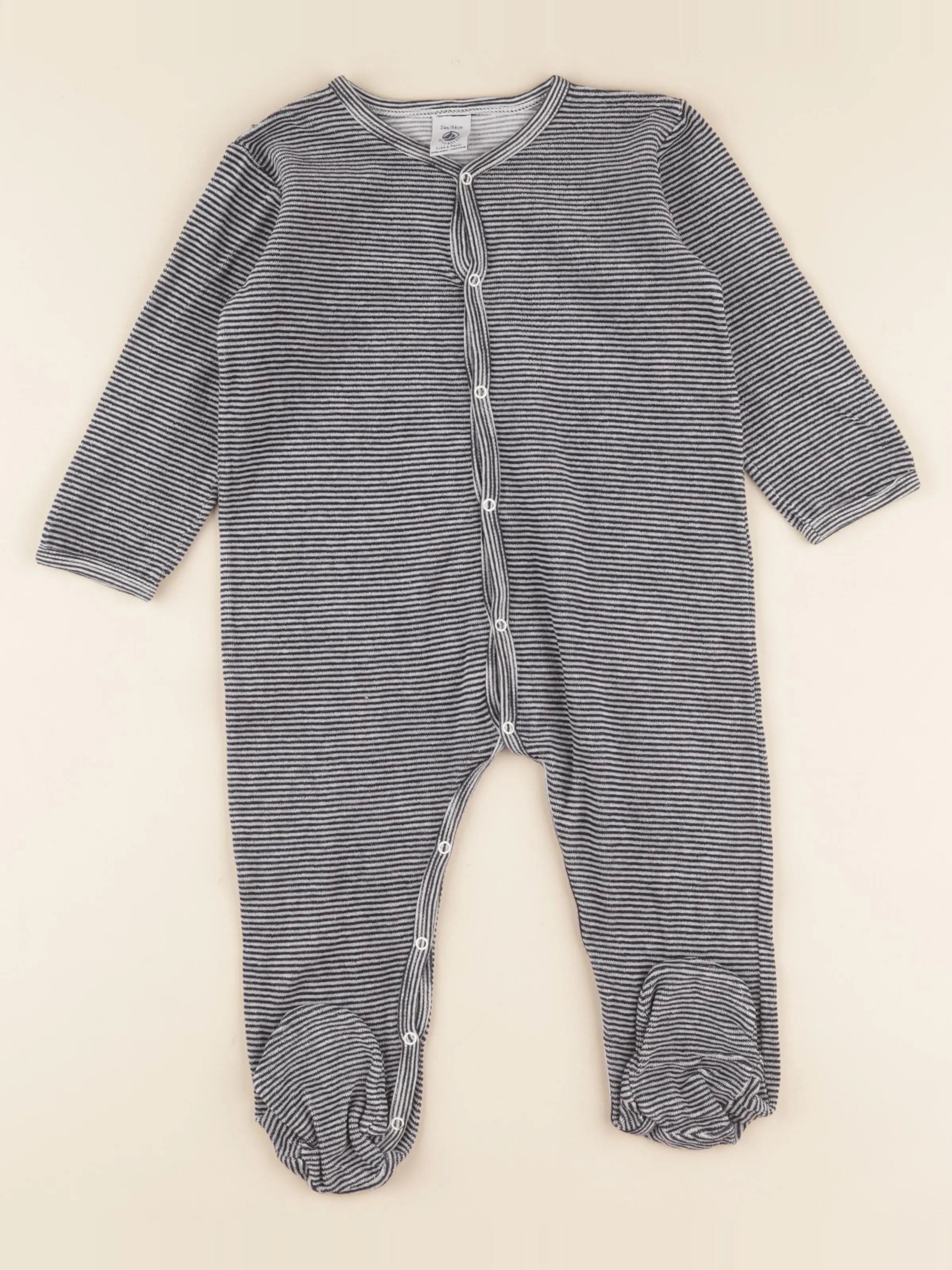 Petit Bateau - pyjama velours blanc, noir - 24 mois