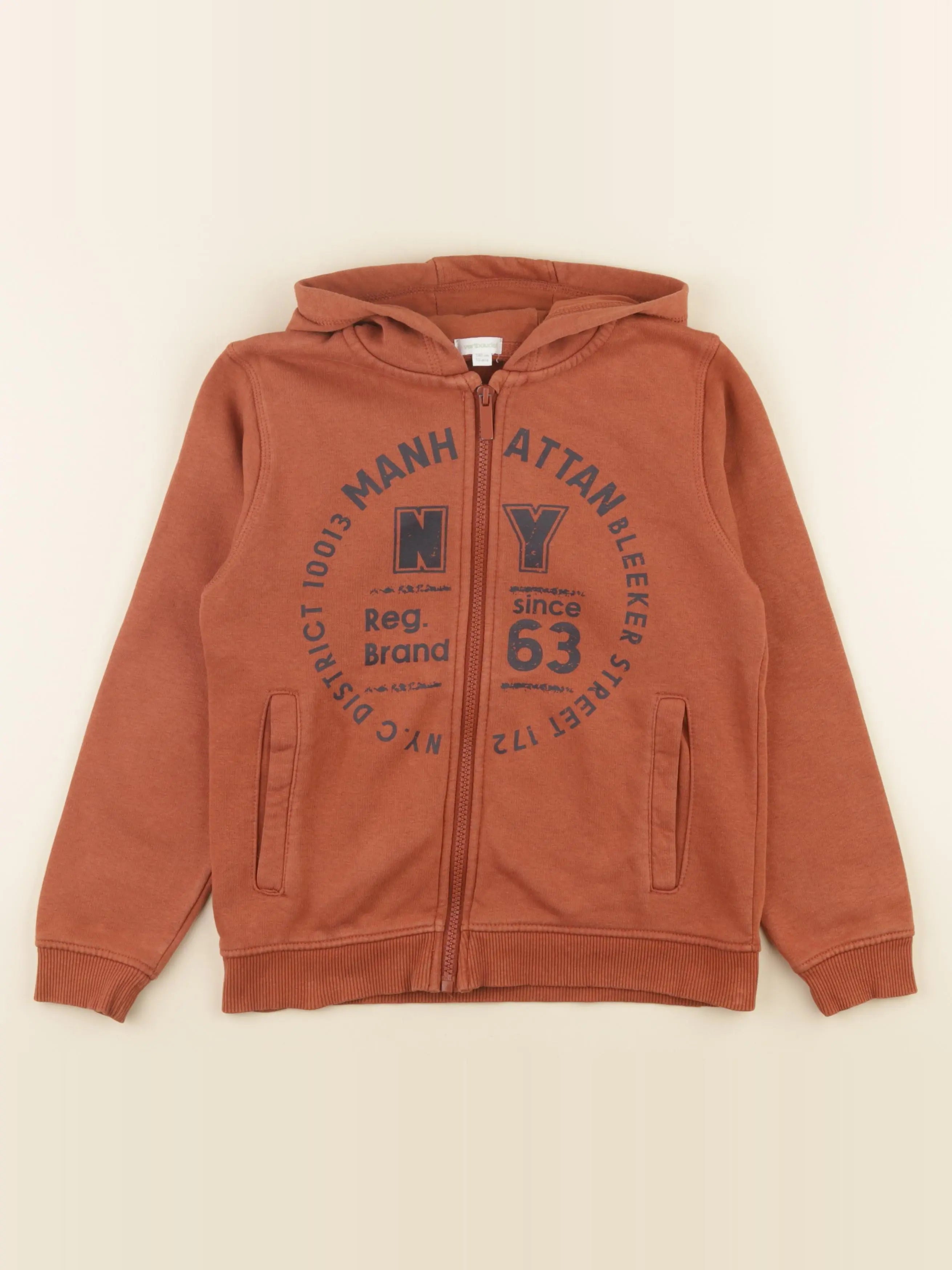 Vertbaudet - sweat marron - 10 ans