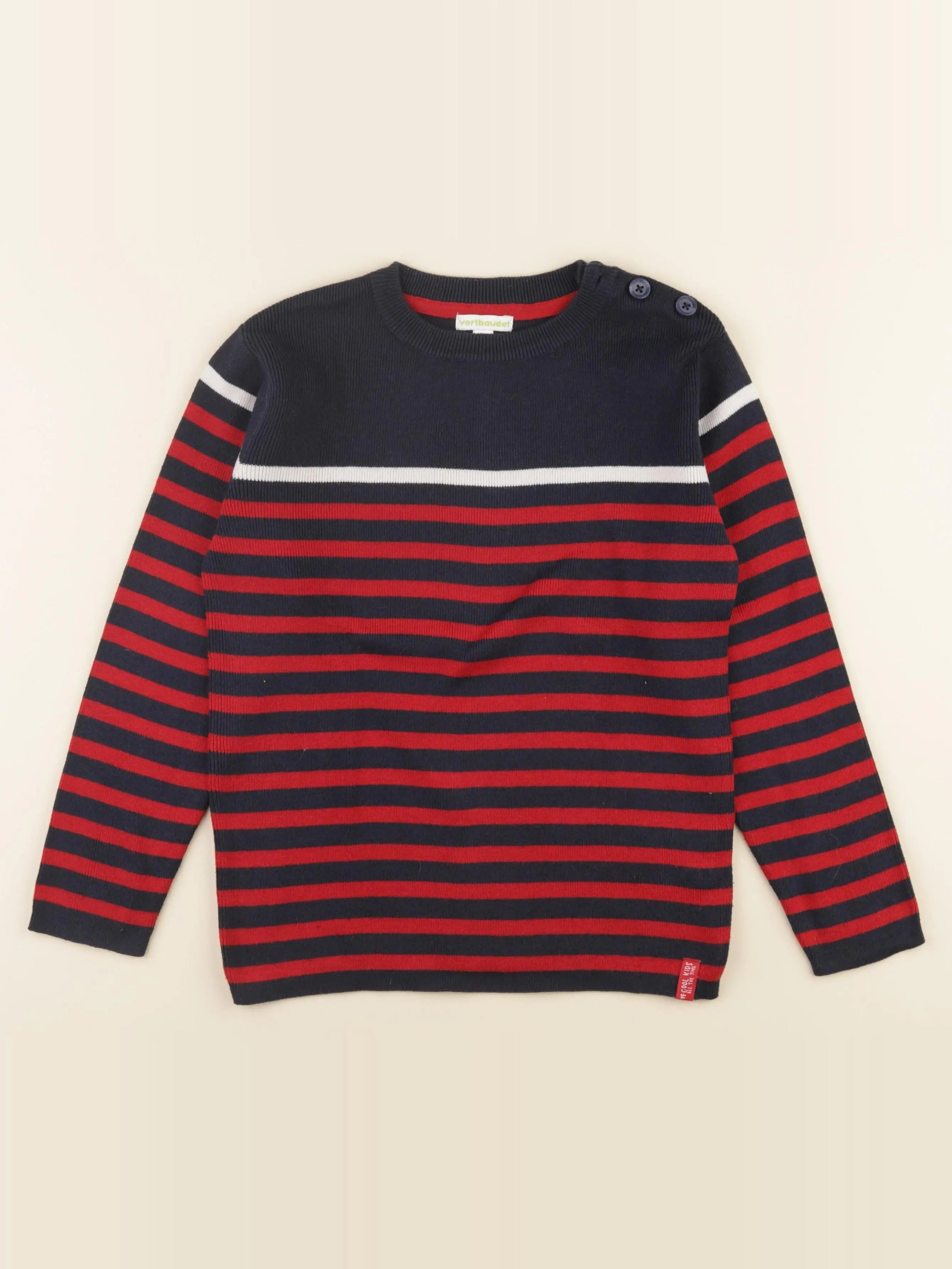 Vertbaudet - pull bleu, rouge - 8 ans