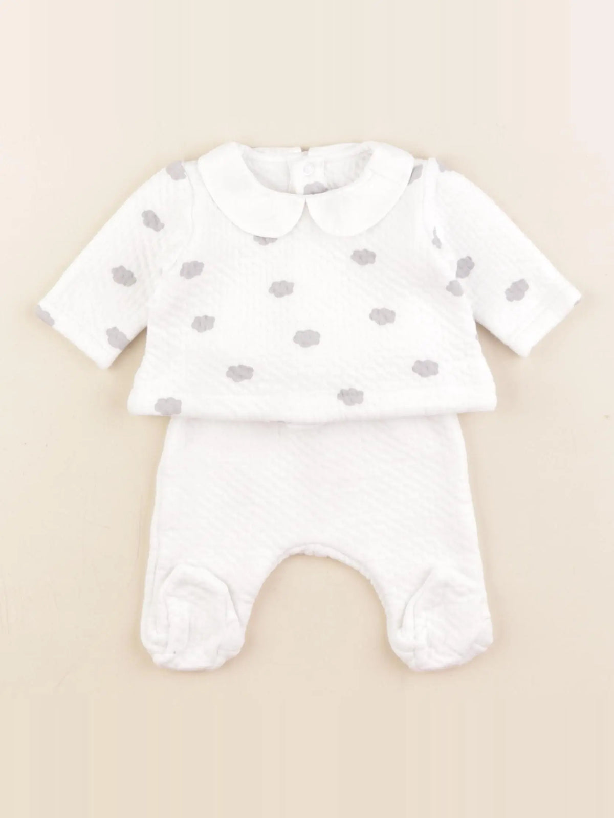 Jacadi - ensemble blanc, gris - 1 mois