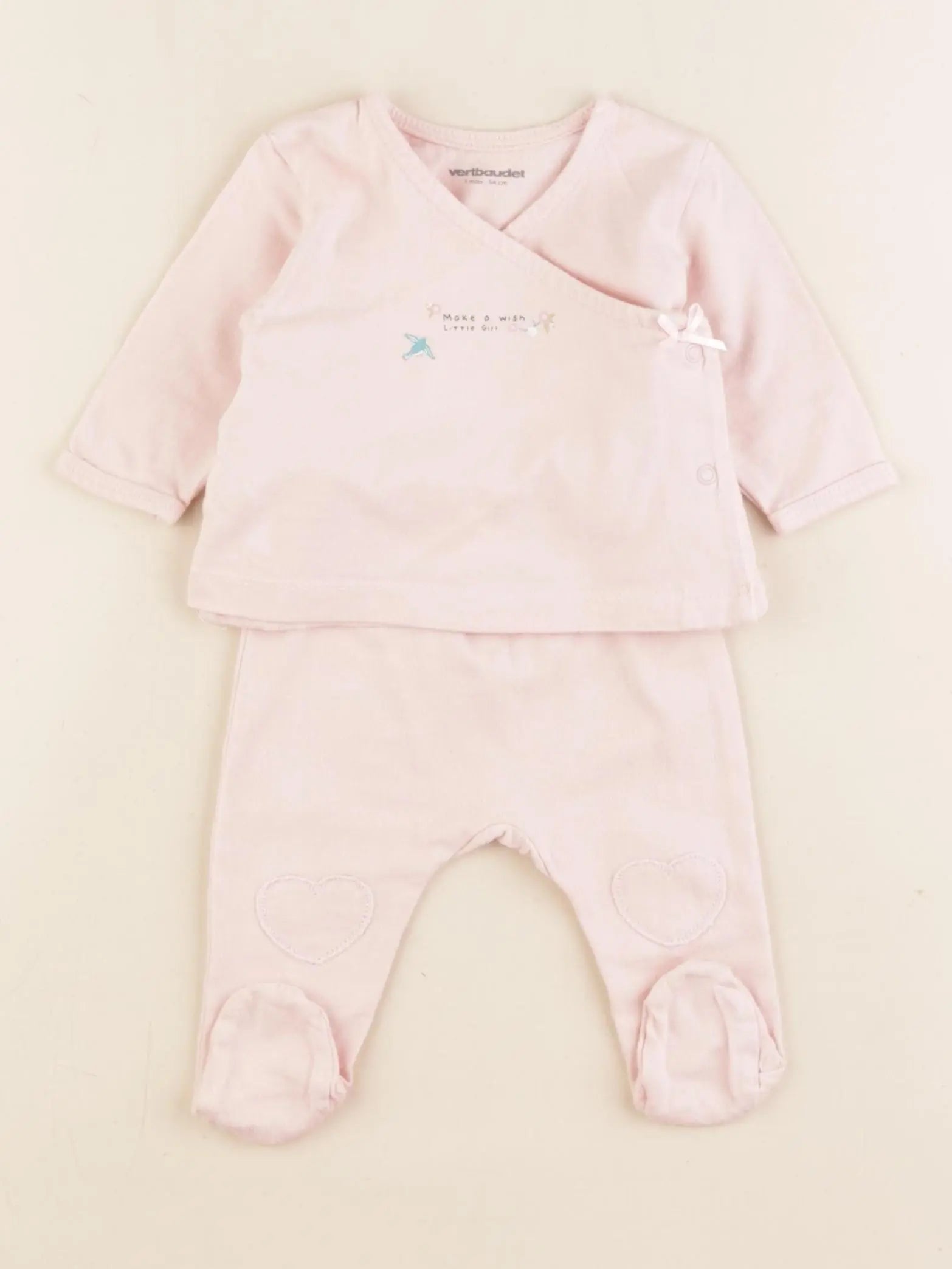 Vertbaudet - pyjama coton rose - 1 mois