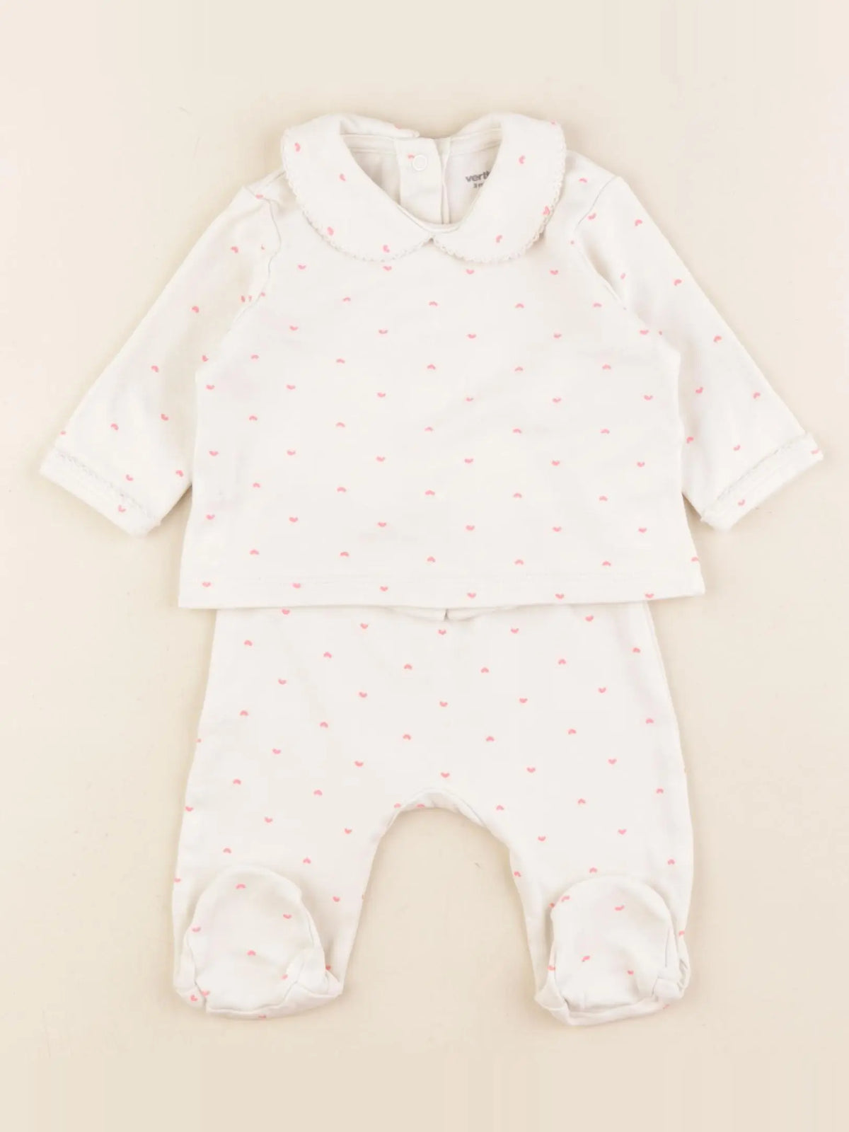 Vertbaudet - pyjama coton beige - 3 mois