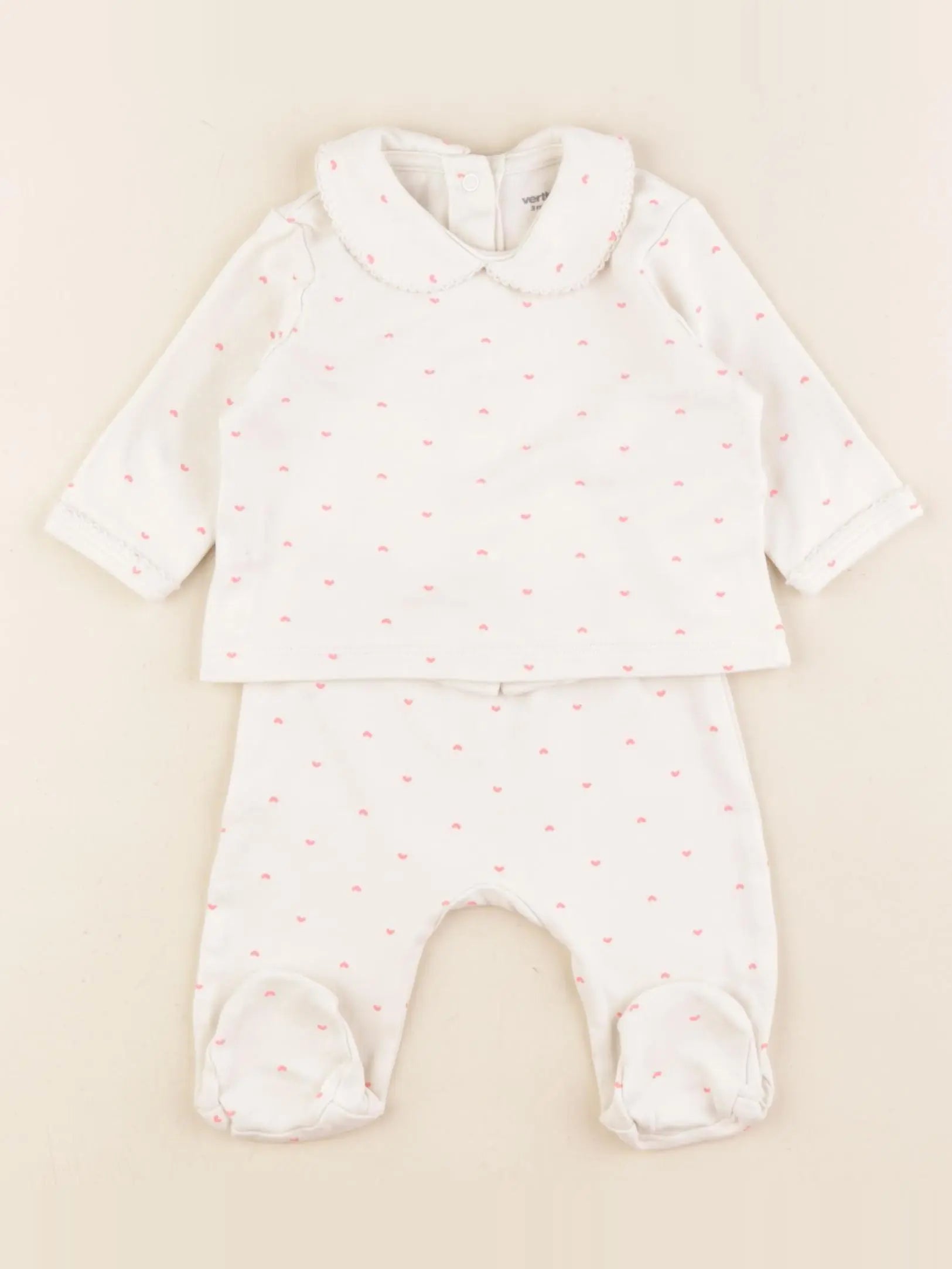 Vertbaudet - pyjama coton beige - 3 mois