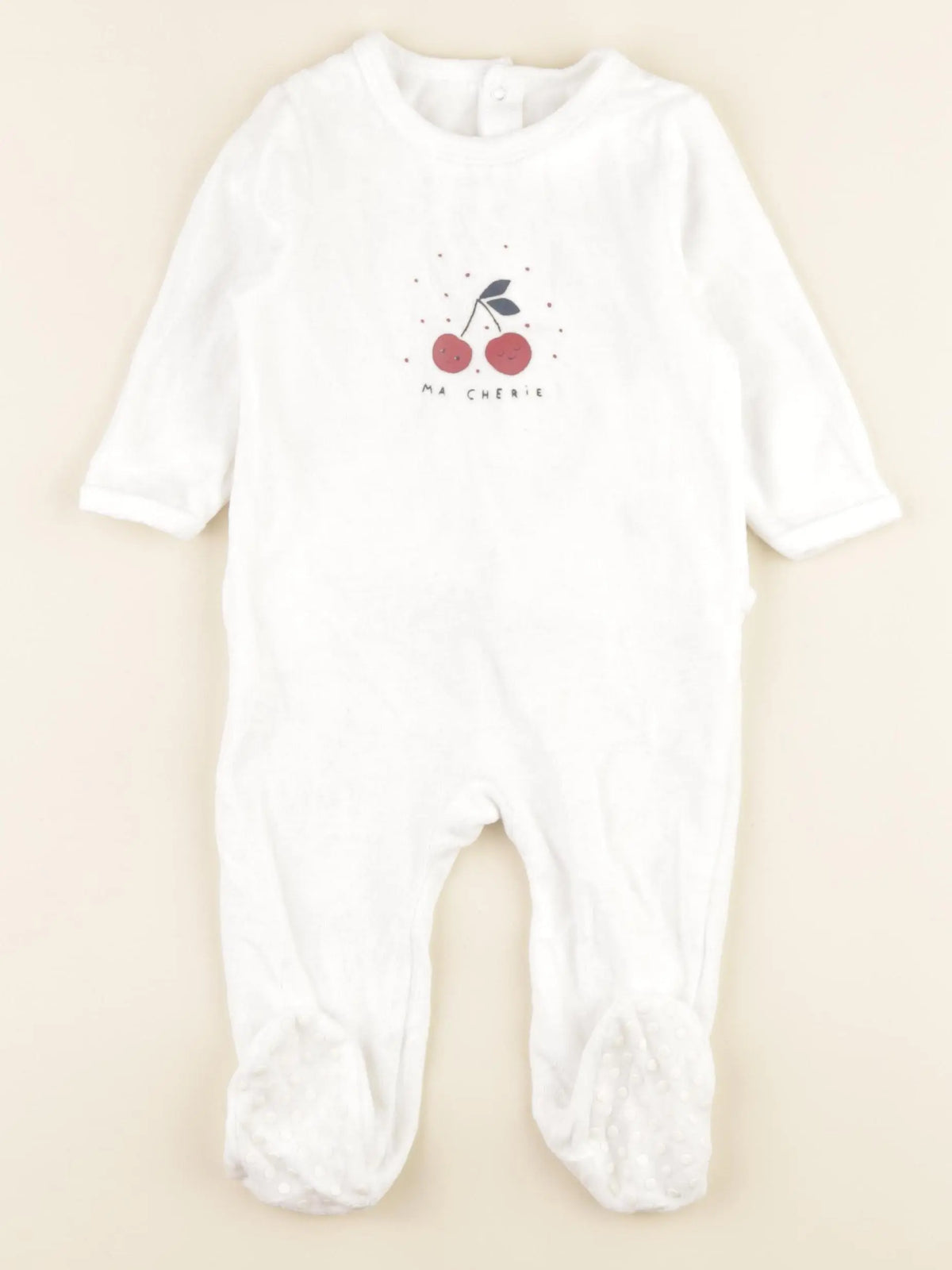 Vertbaudet - pyjama velours blanc - 9 mois