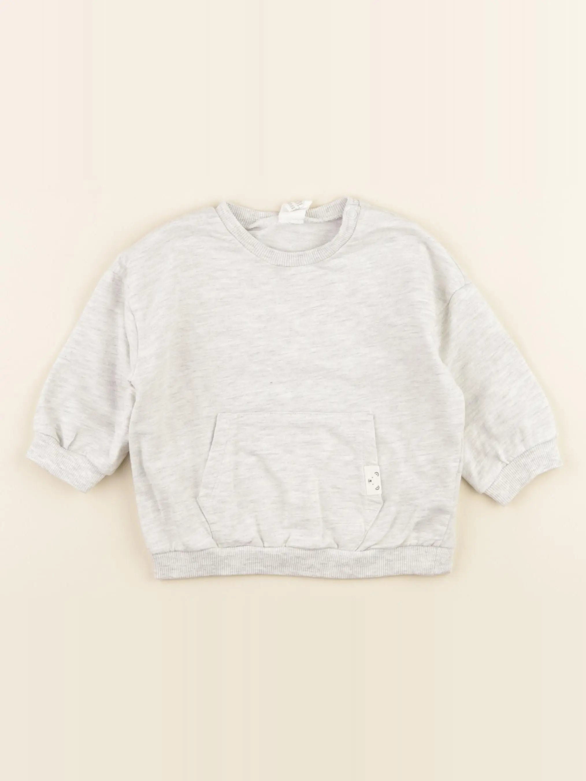 H&M - sweat gris - 6/9 mois