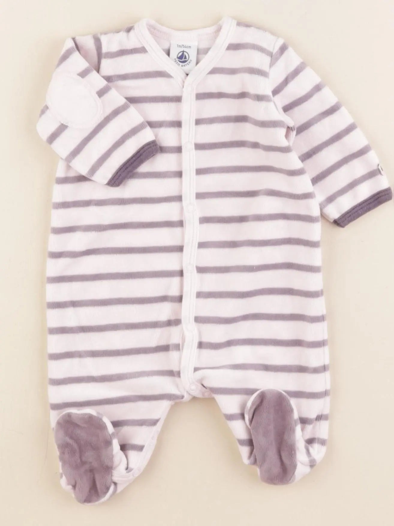 Petit Bateau - pyjama velours violet - 1 mois
