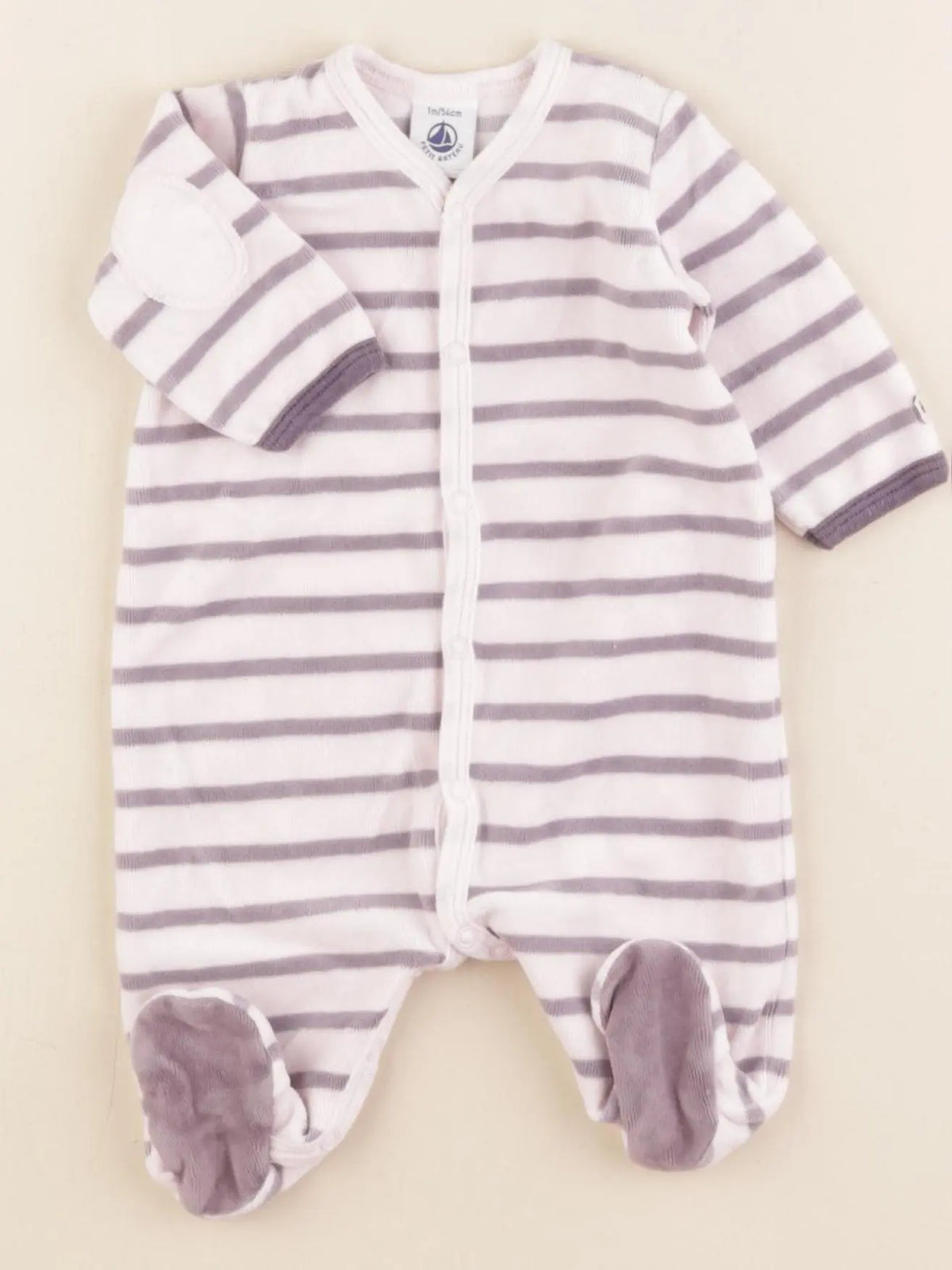 Petit Bateau - pyjama velours violet - 1 mois