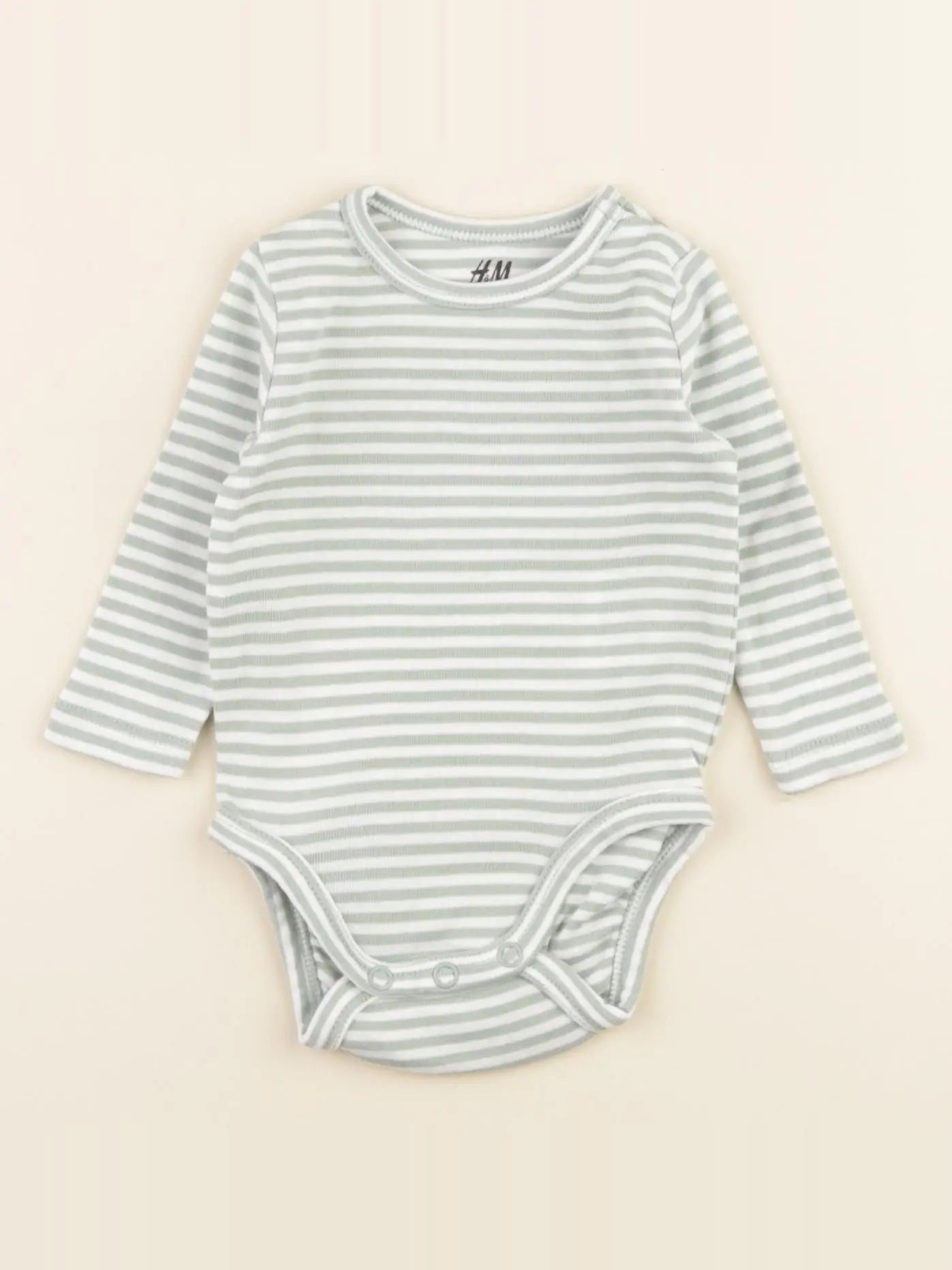H&M - body blanc, vert - 1/2 mois