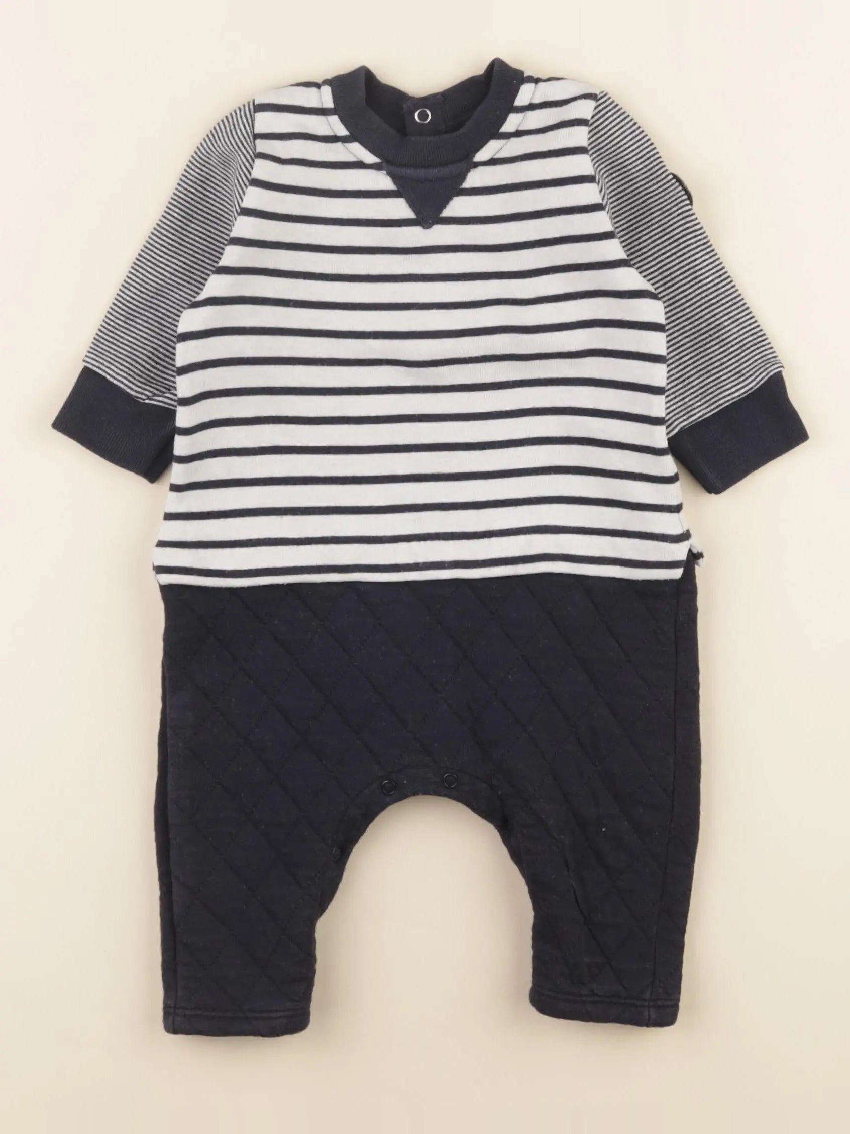 Petit Bateau - combinaison bleu, blanc - 3 mois