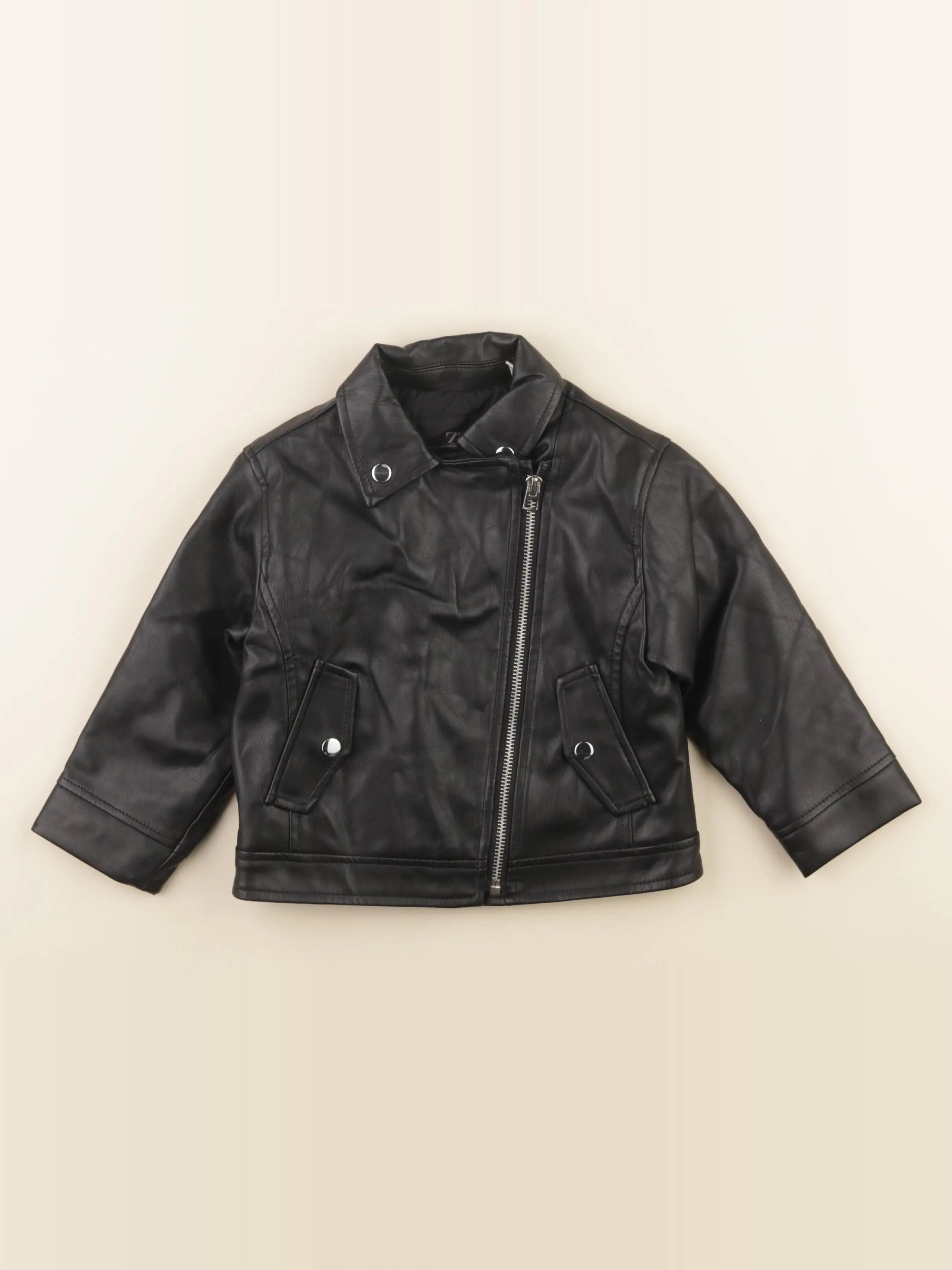 Zara - veste simili cuir noir - 18/24 mois