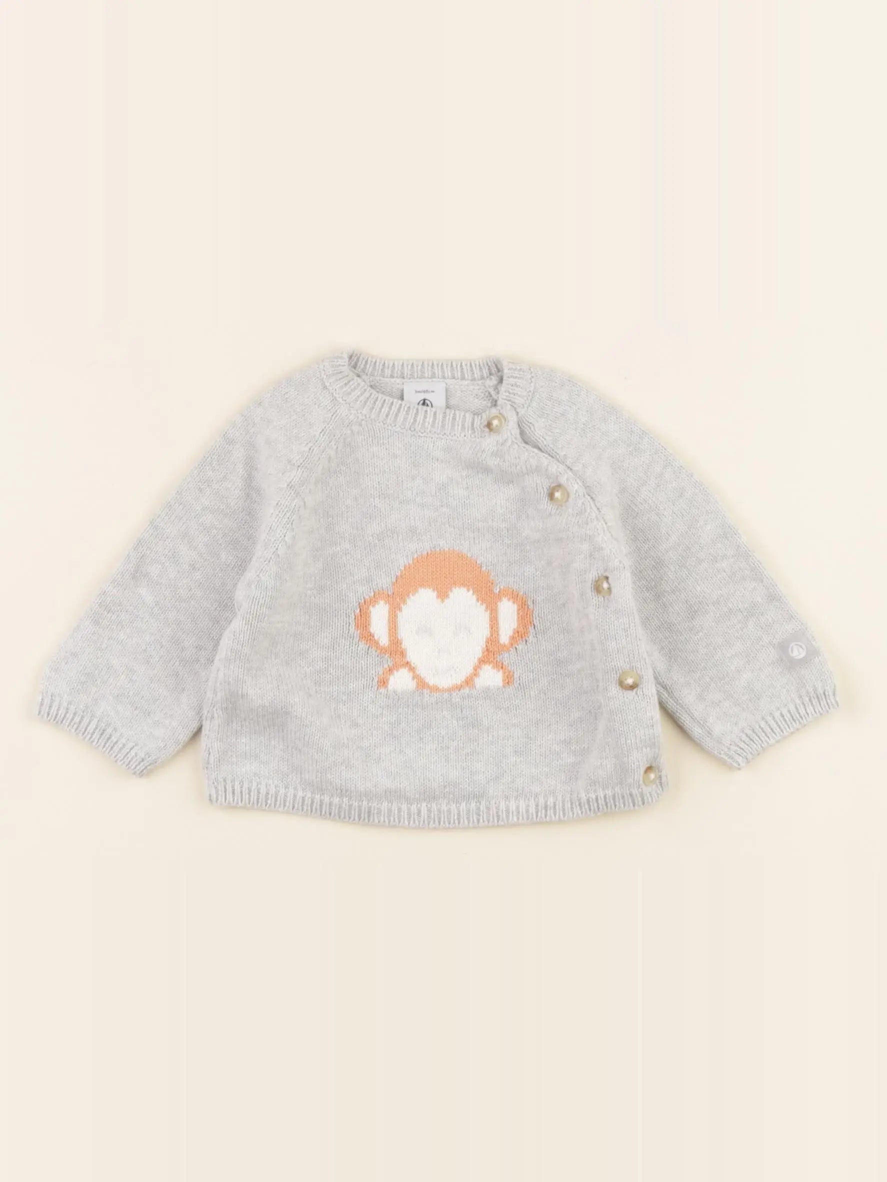 Petit Bateau - pull gris - 3 mois