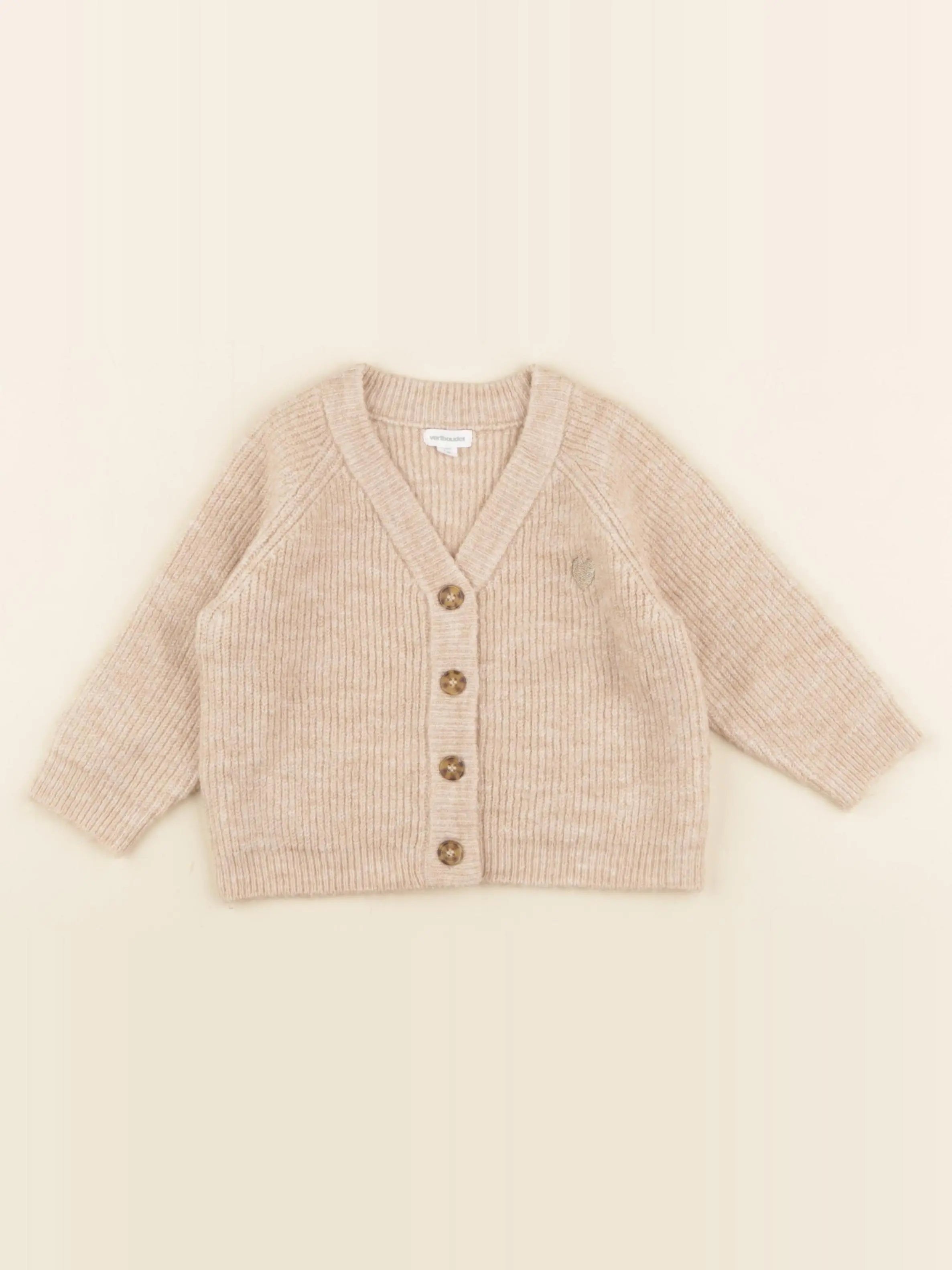 Vertbaudet - gilet beige - 12 mois