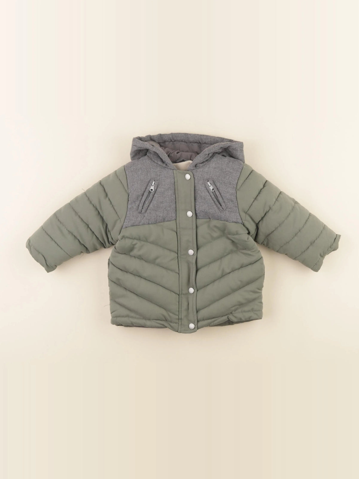 Vertbaudet - doudoune doublure amovible  vert - 18 mois