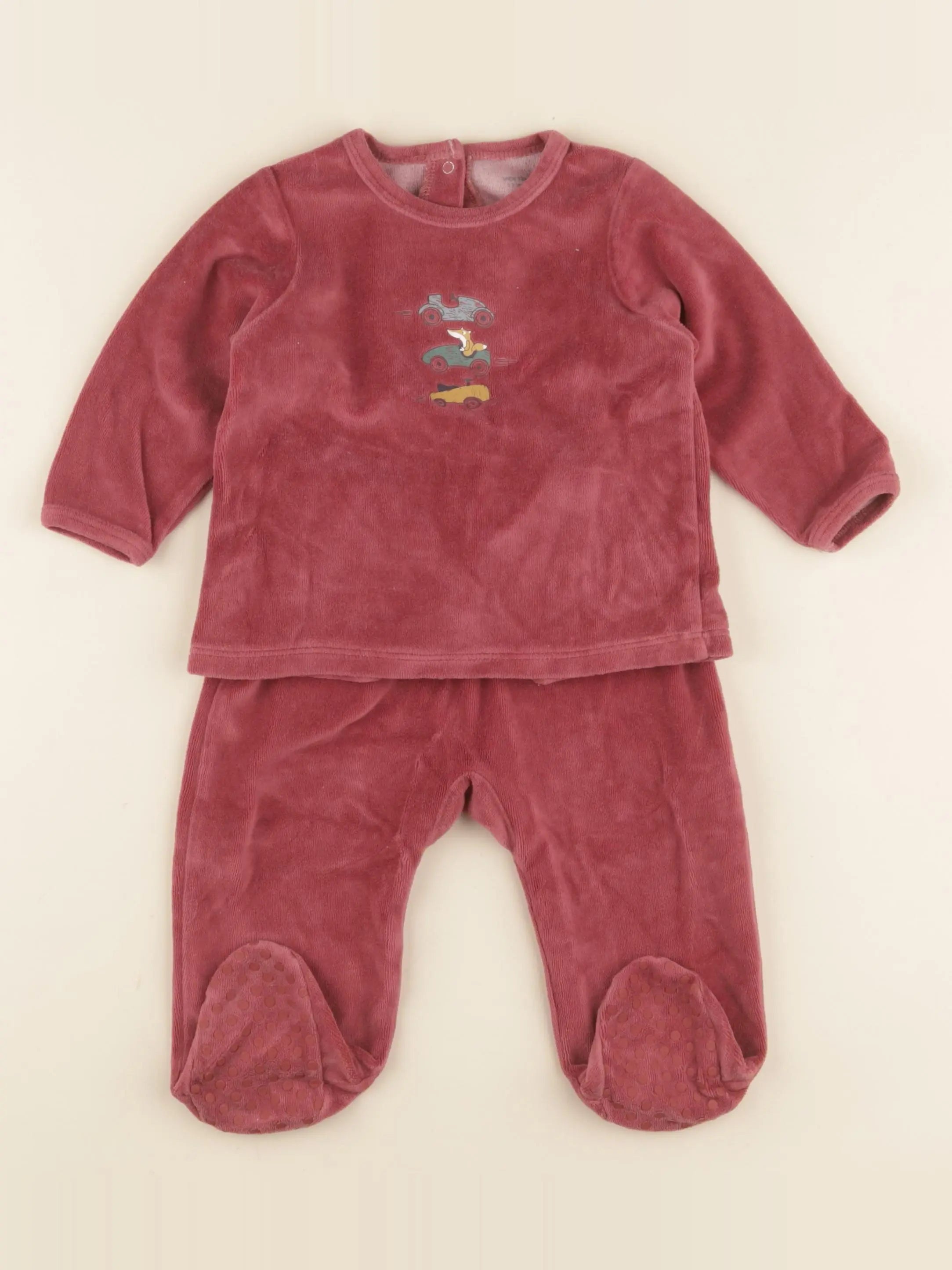 Vertbaudet - pyjama velours rouge - 12 mois