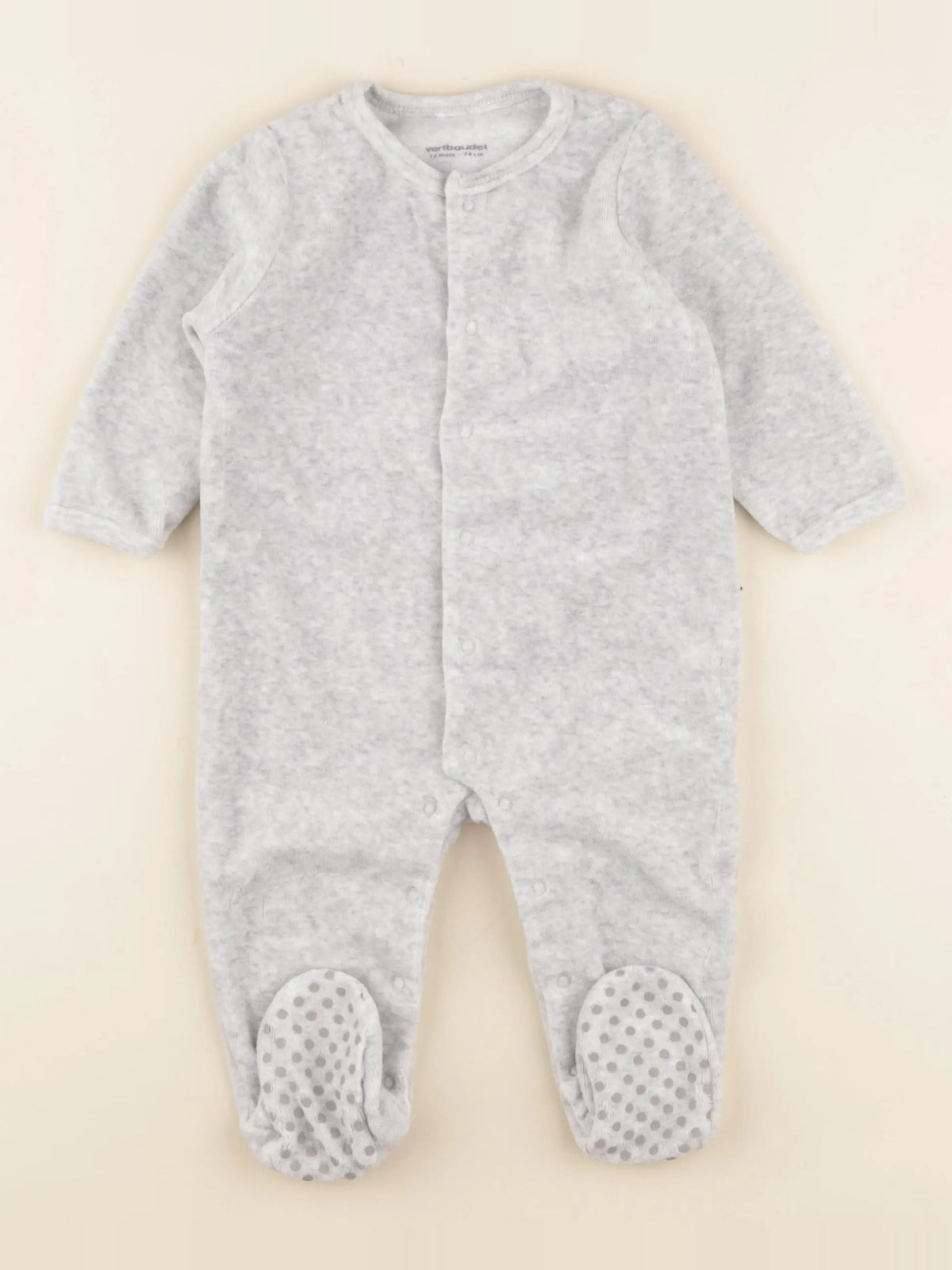 Vertbaudet - pyjama velours gris - 12 mois