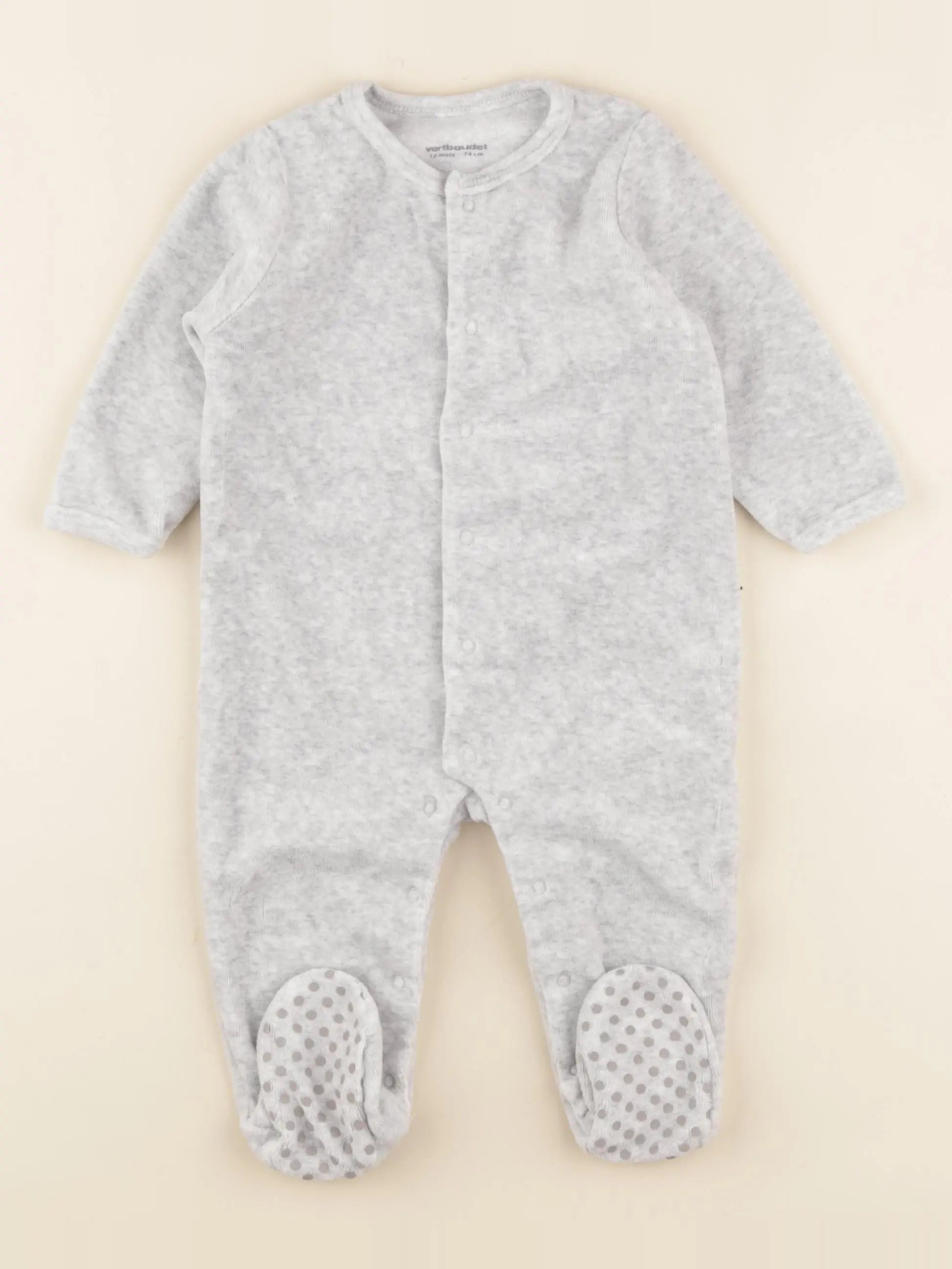 Vertbaudet - pyjama velours gris - 12 mois