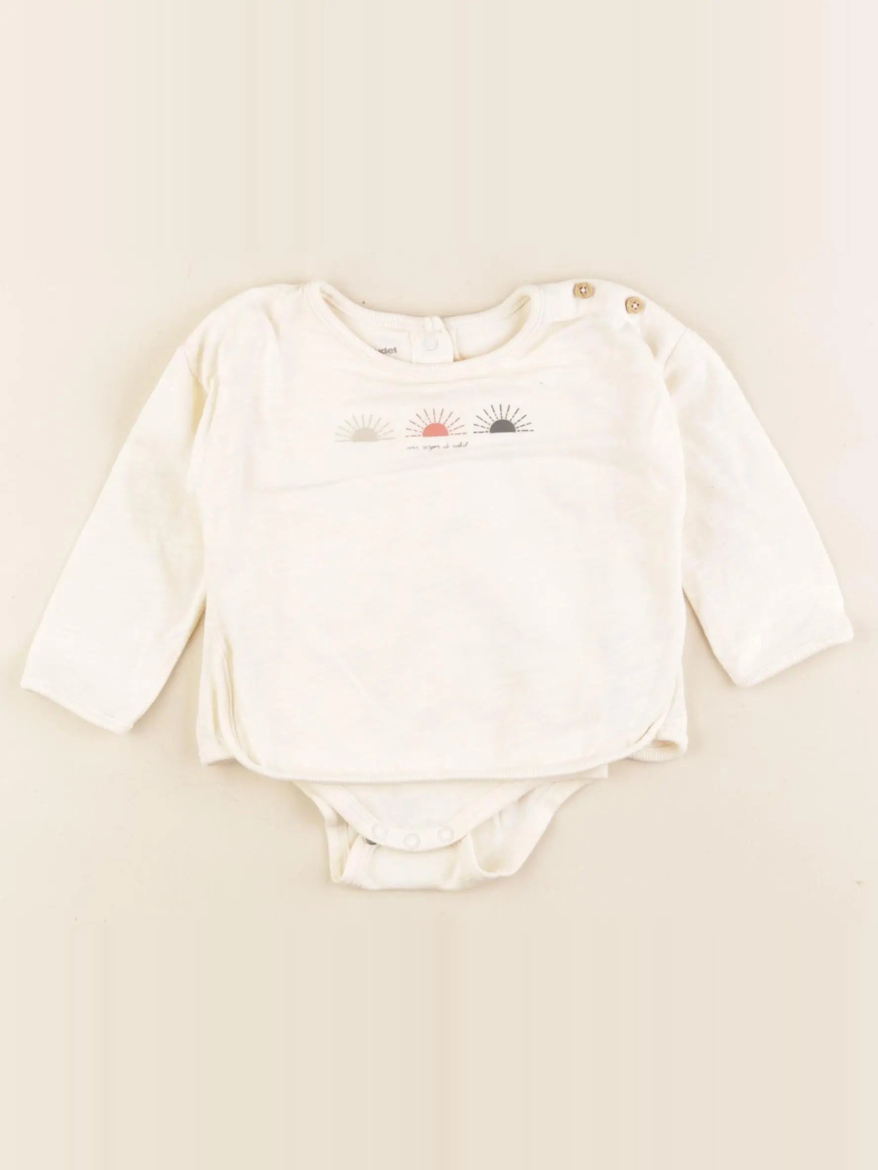 Vertbaudet - body tee-shirt beige - 3 mois