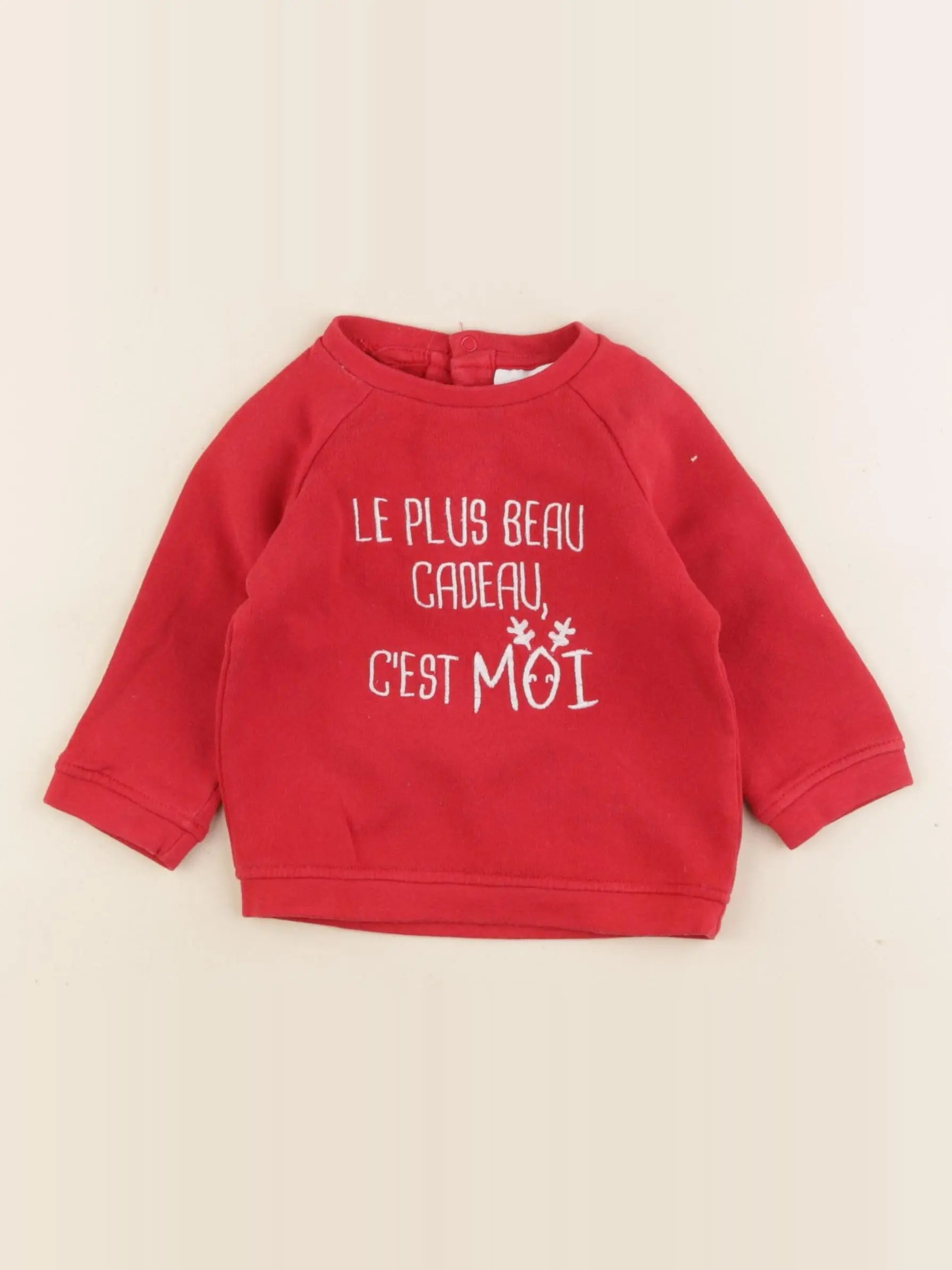 Vertbaudet - sweat rouge - 9 mois