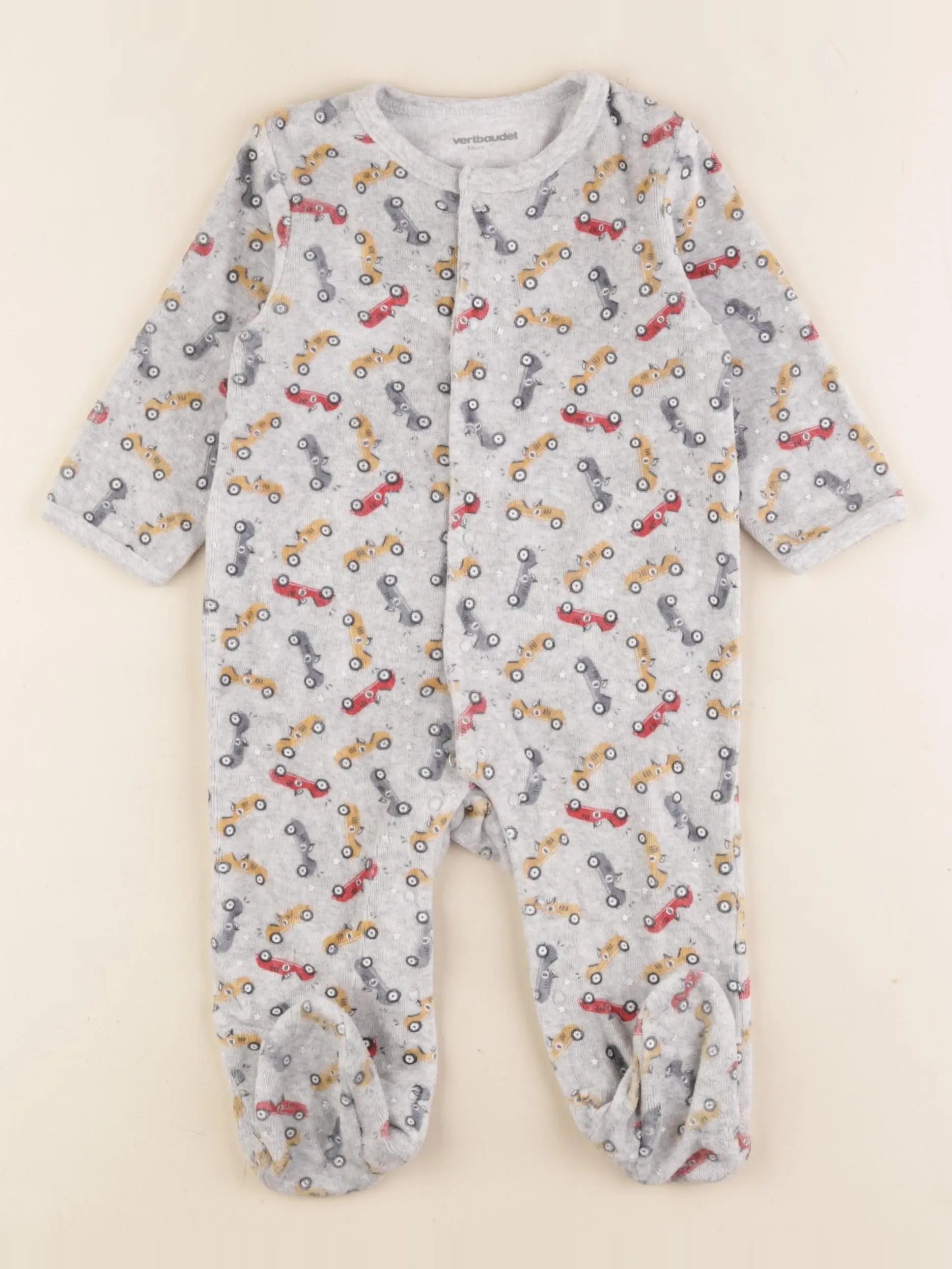 Vertbaudet - pyjama velours gris - 9 mois