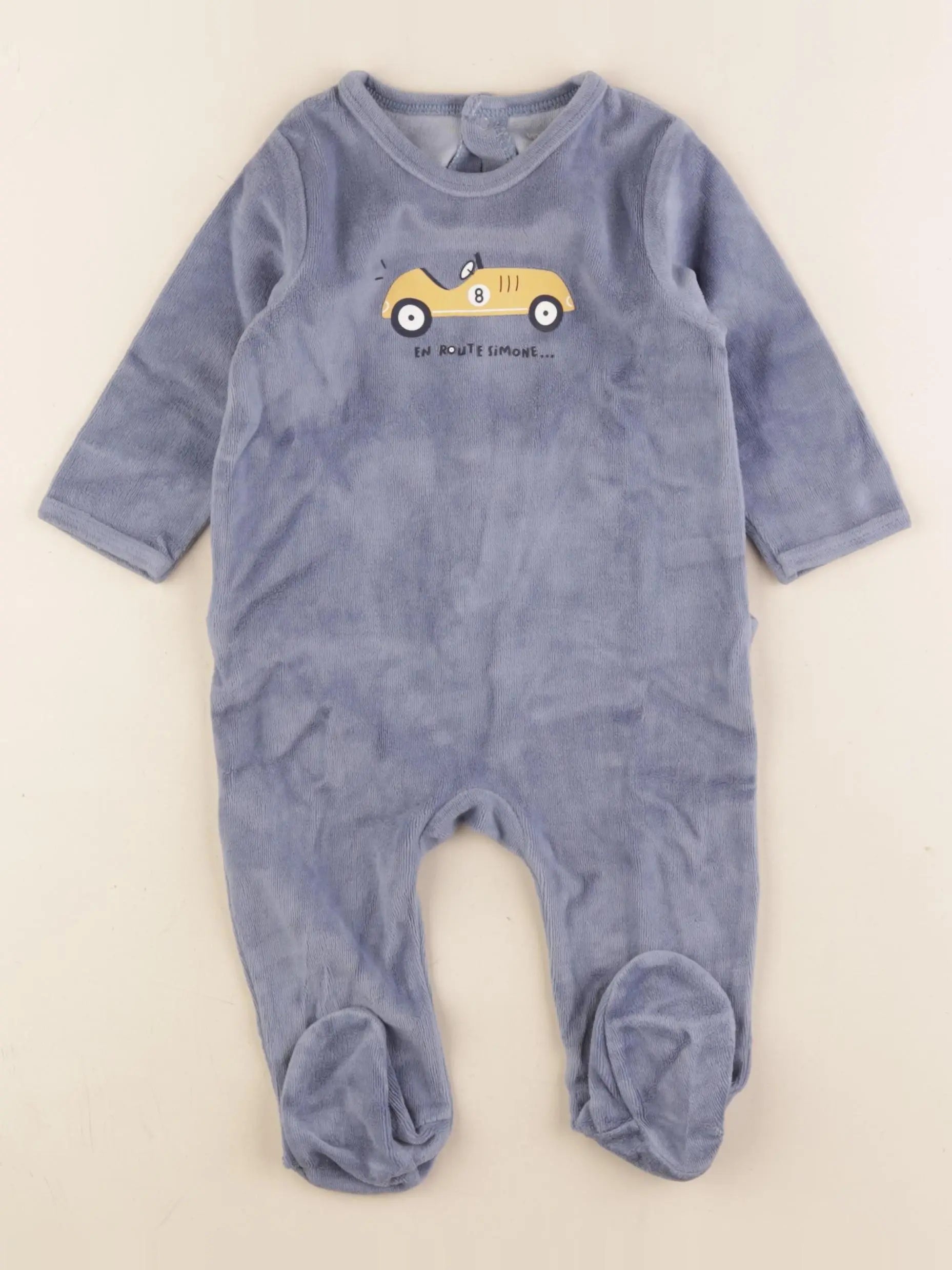 Vertbaudet - pyjama velours bleu - 9 mois