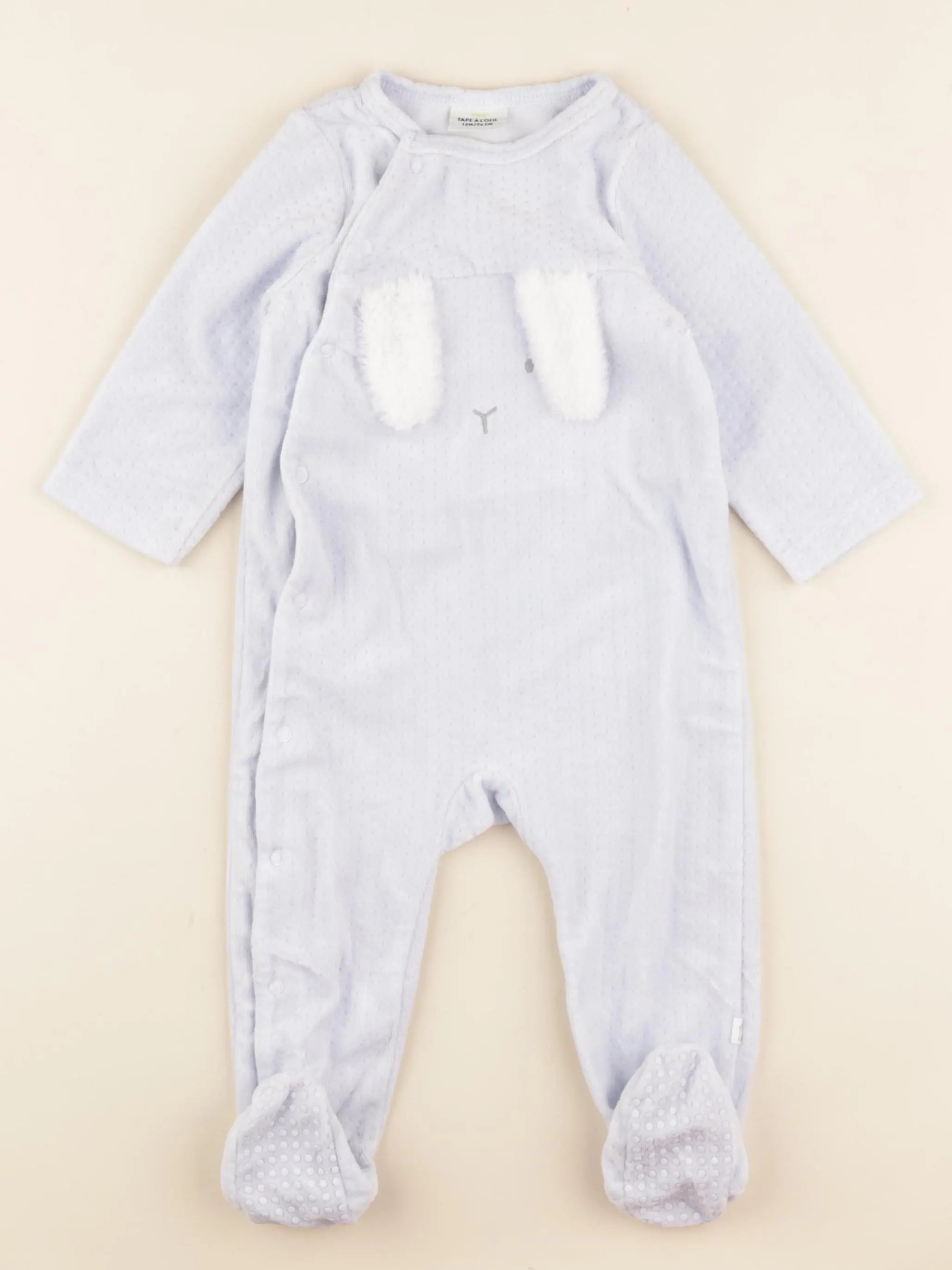 Tape à l'oeil - pyjama velours bleu - 12 mois