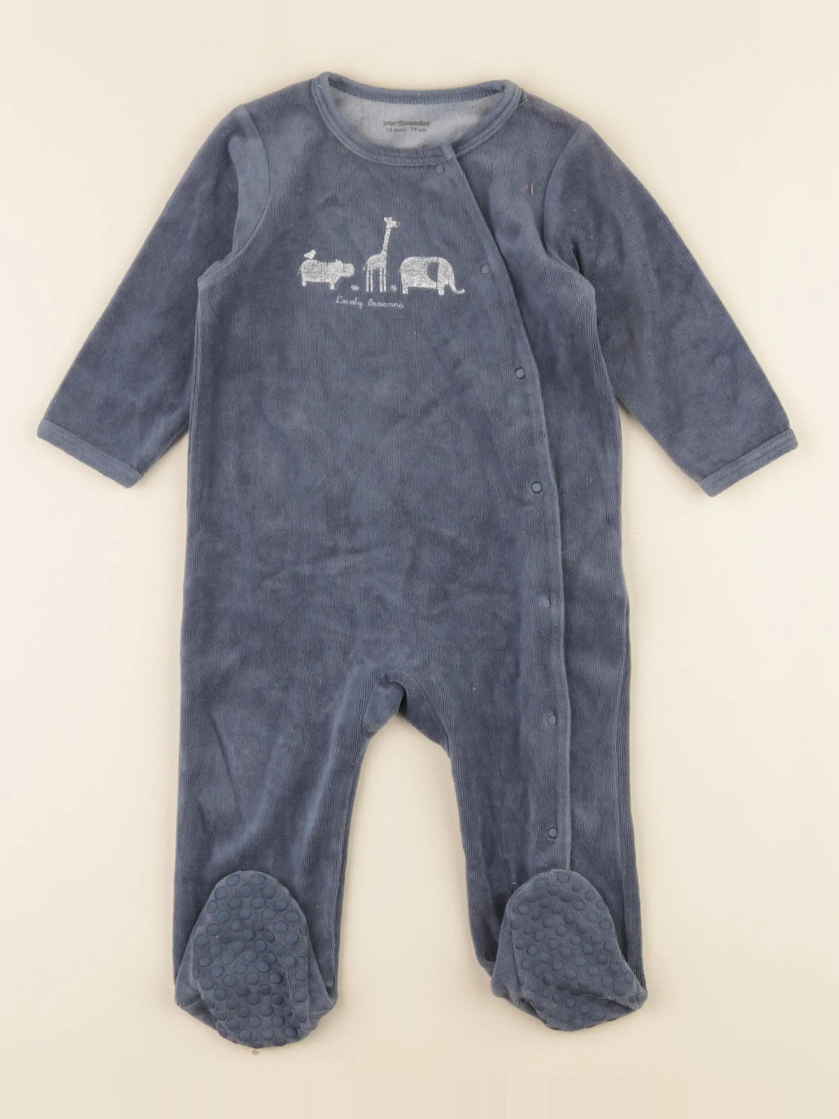 Vertbaudet - pyjama velours bleu - 12 mois