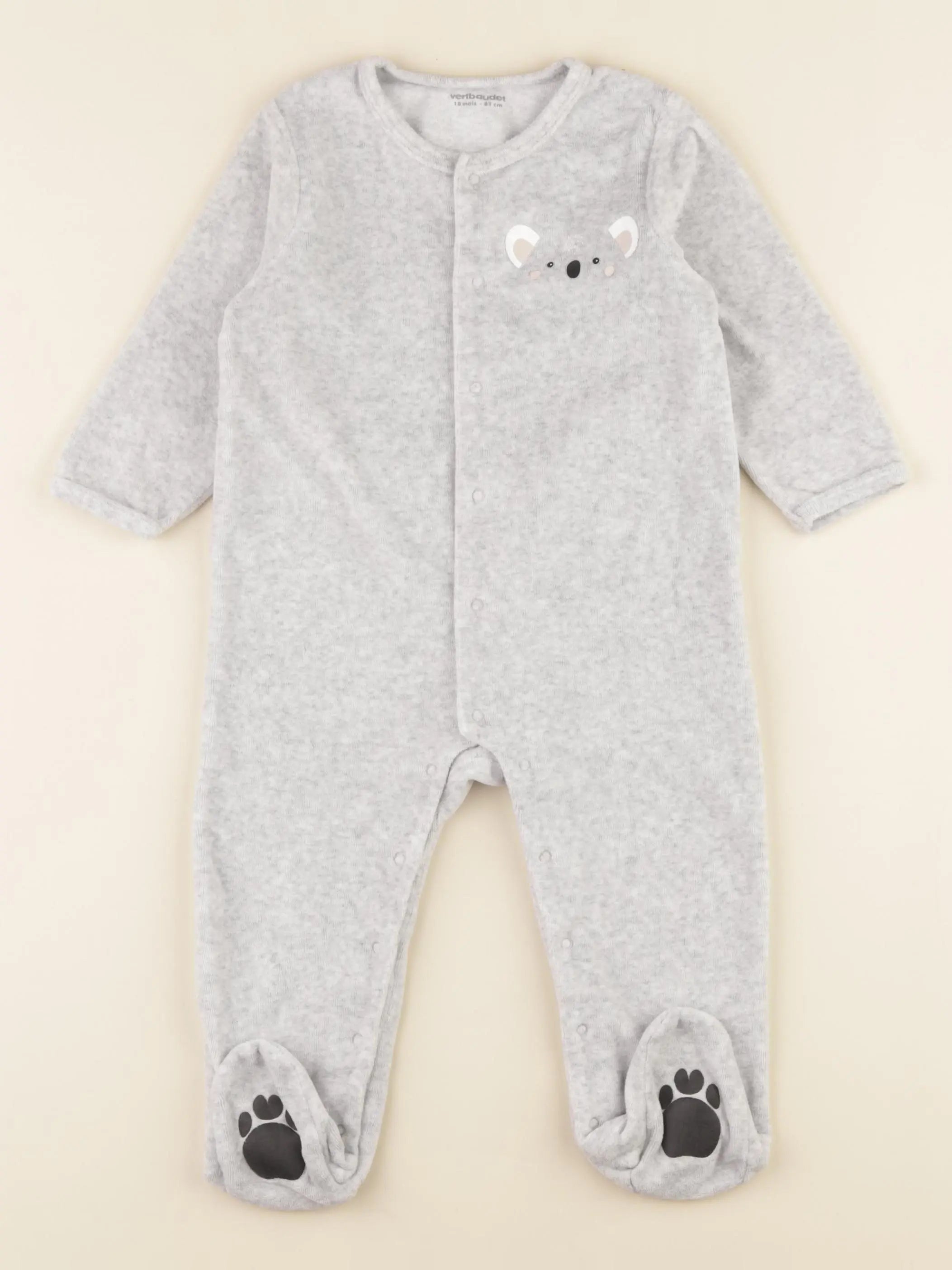 Vertbaudet - pyjama velours gris - 18 mois