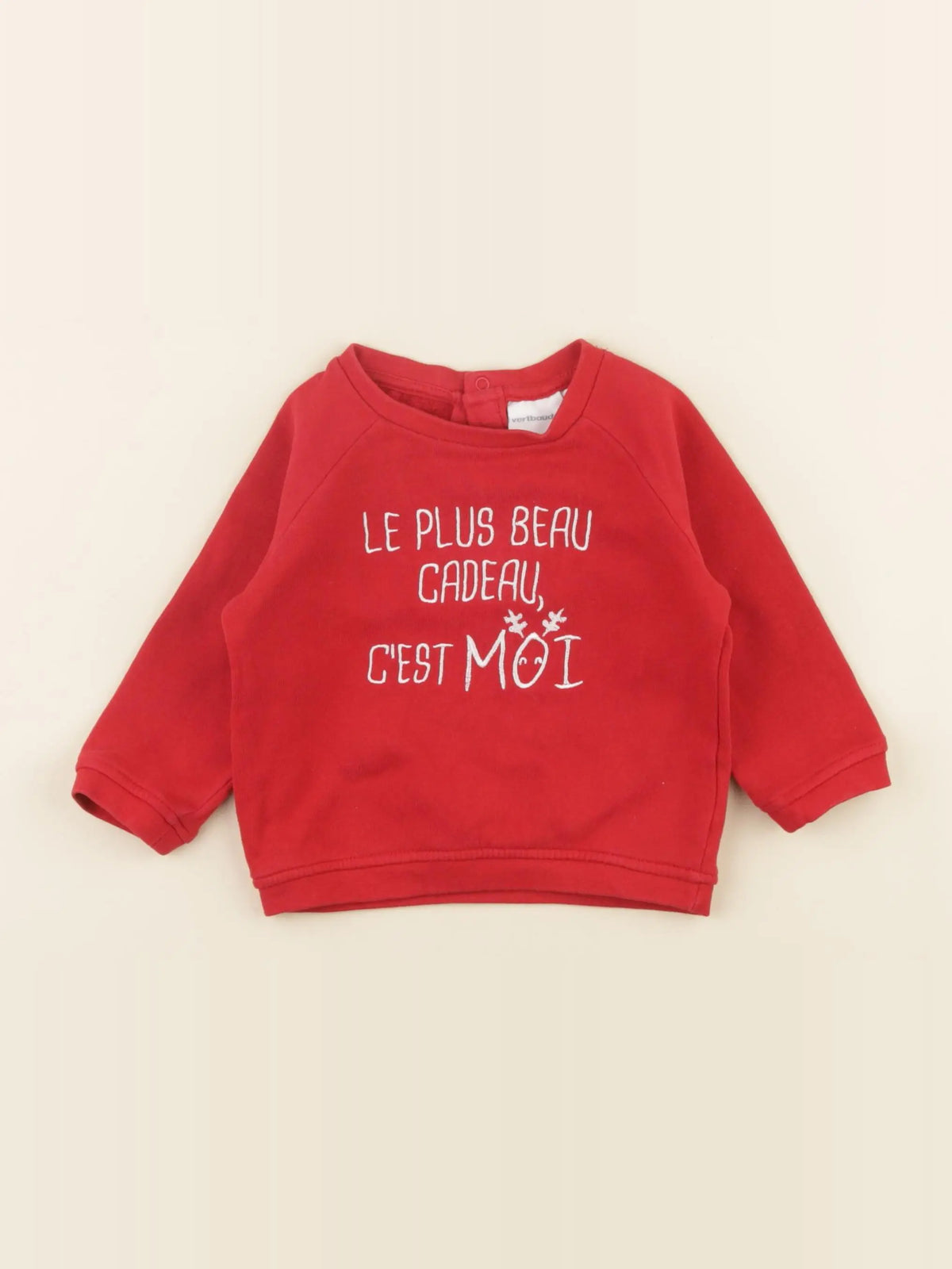Vertbaudet - sweat rouge - 12 mois