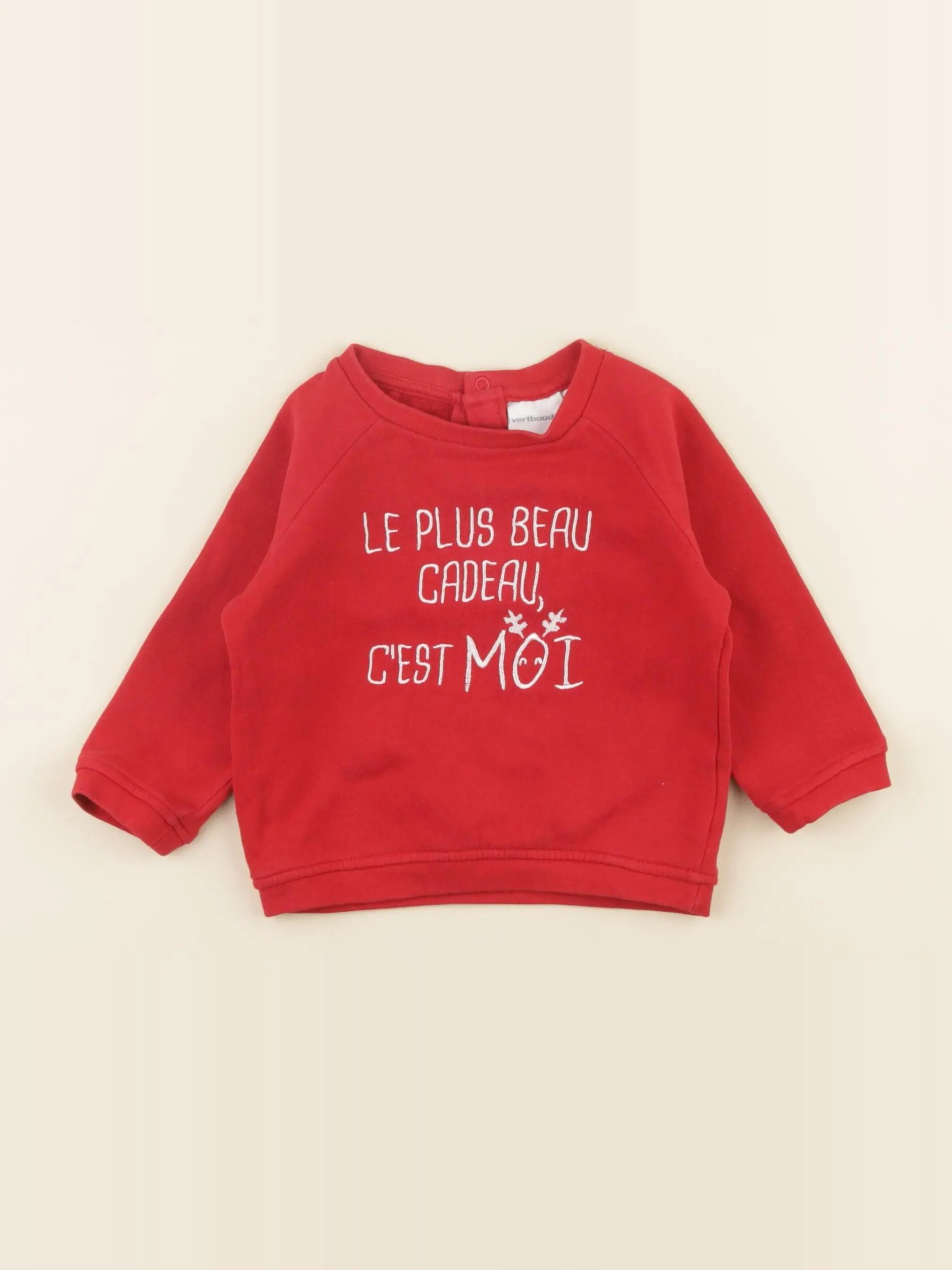 Vertbaudet - sweat rouge - 12 mois