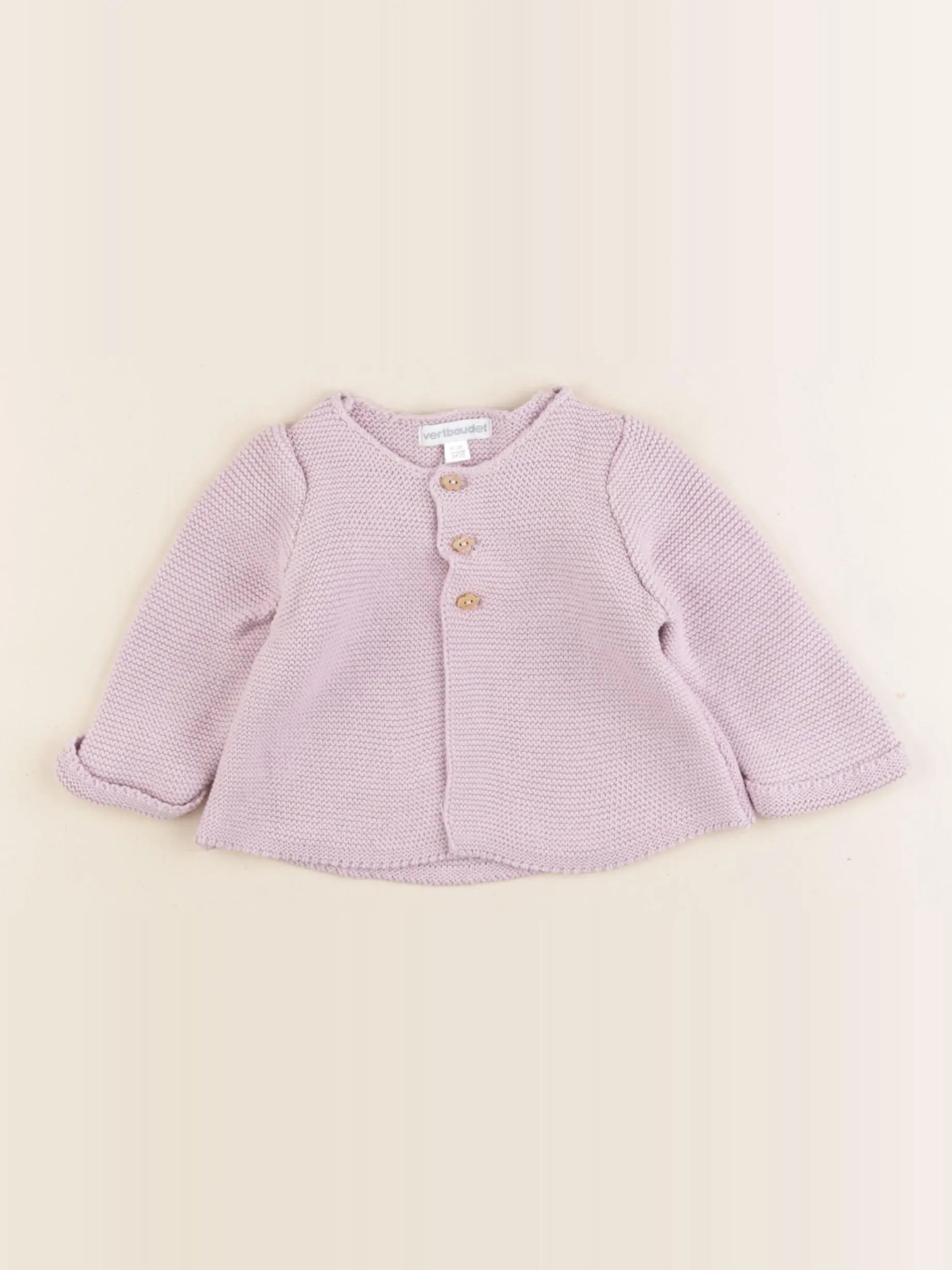 Vertbaudet - gilet blanc, violet - 3 mois