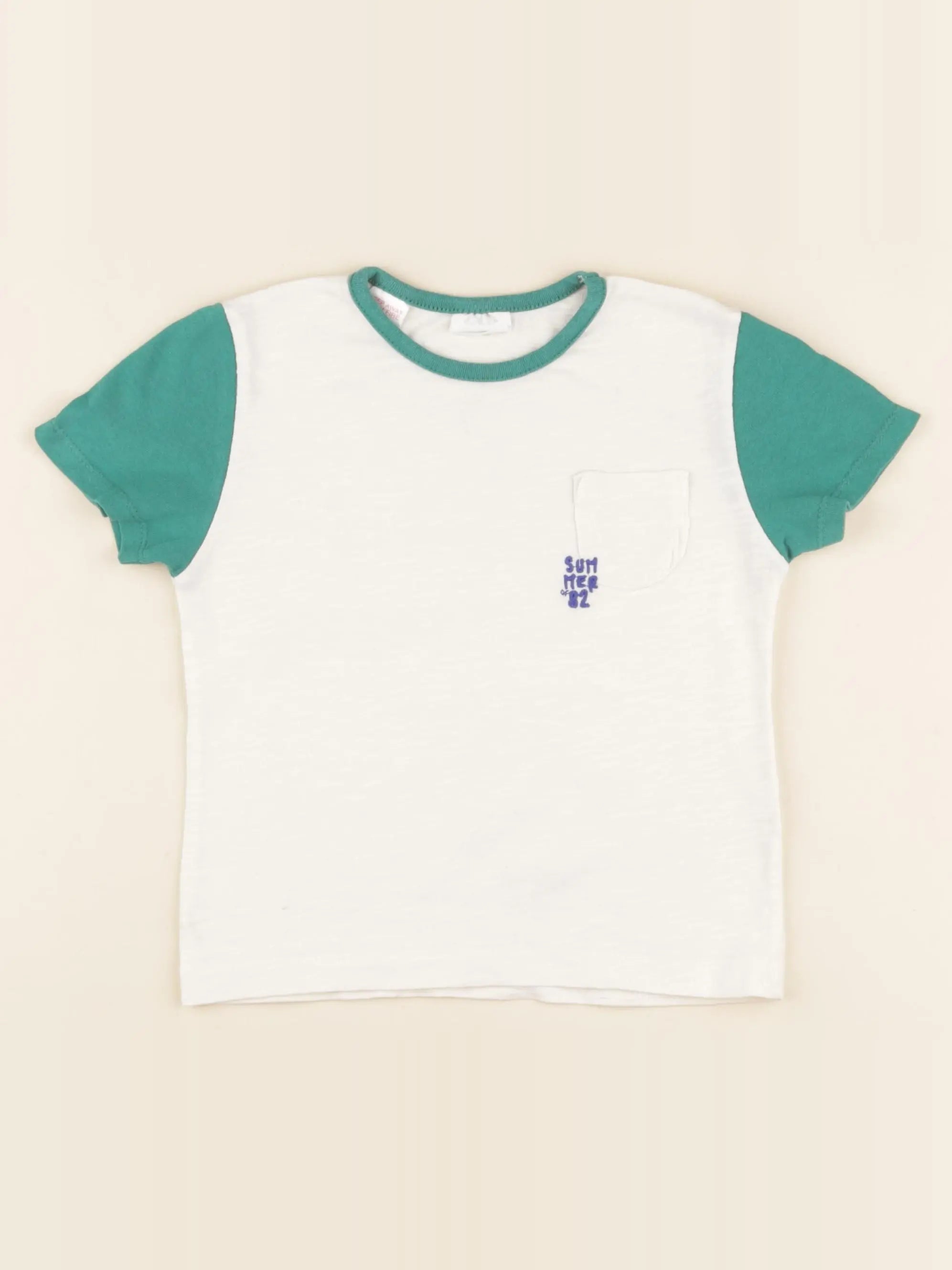 Zara - tee-shirt beige, vert - 12/18 mois