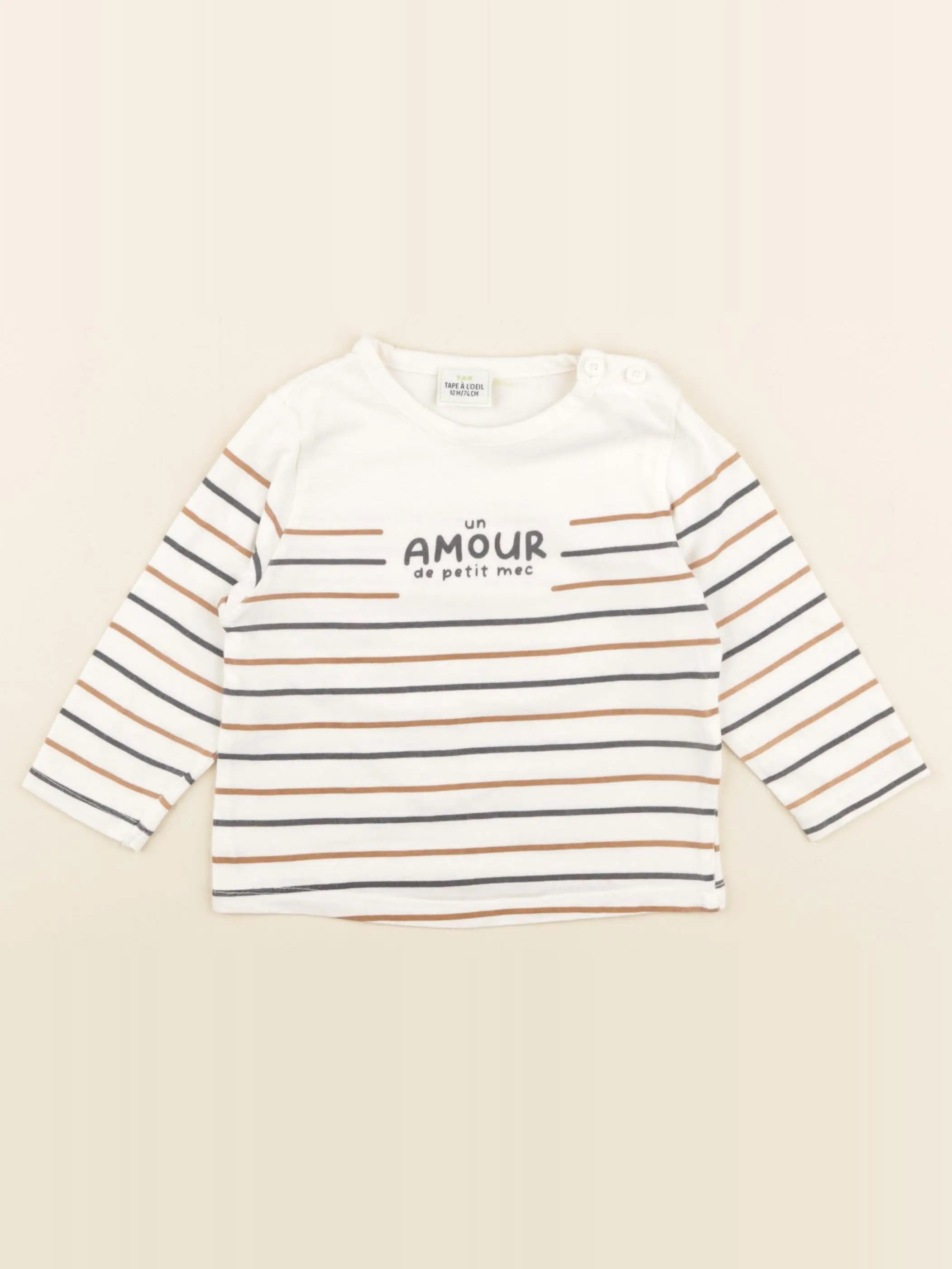Tape à l'oeil - tee-shirt blanc, marron - 12 mois