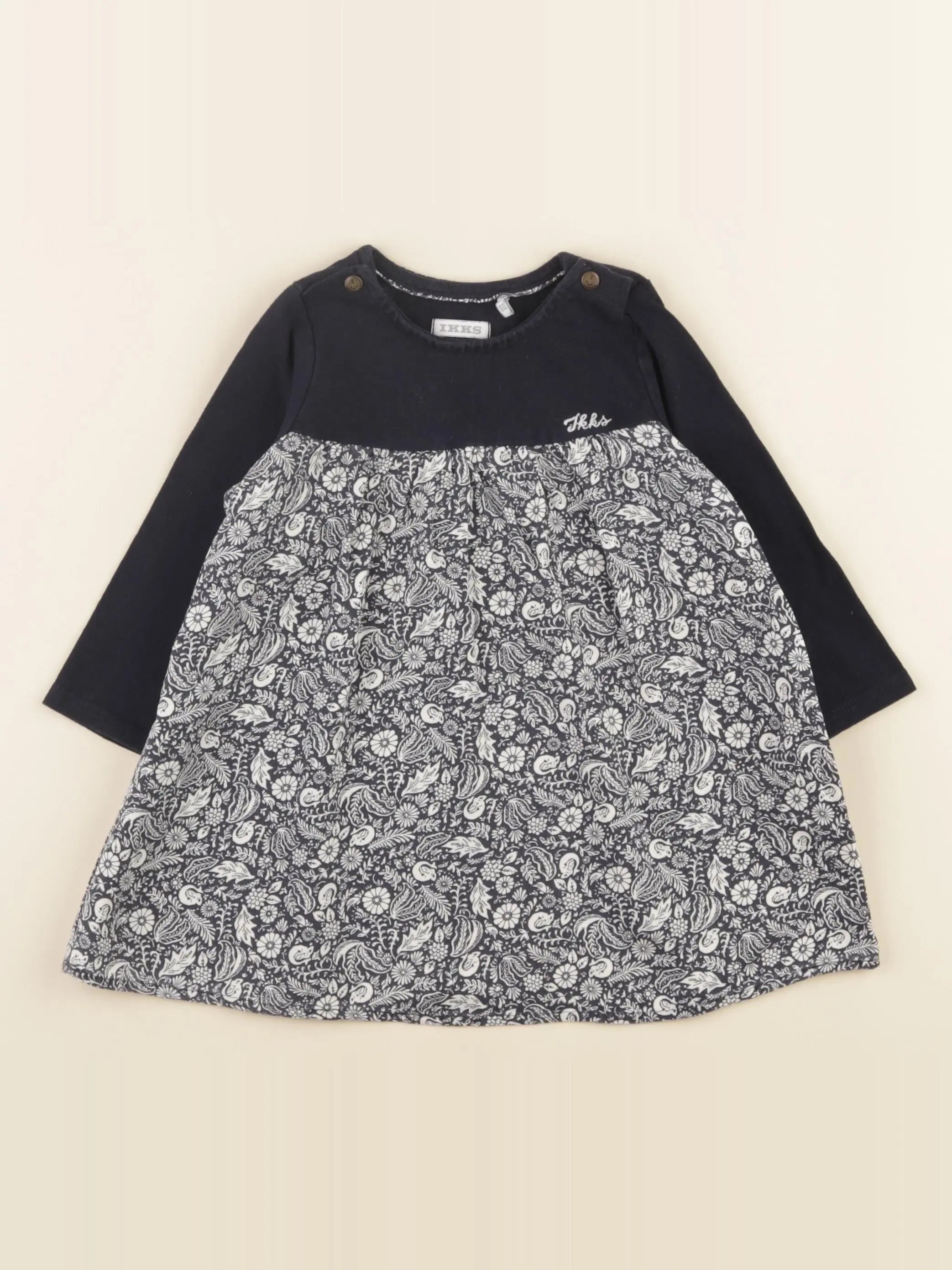 IKKS - robe bleu, blanc, argent - 18 mois