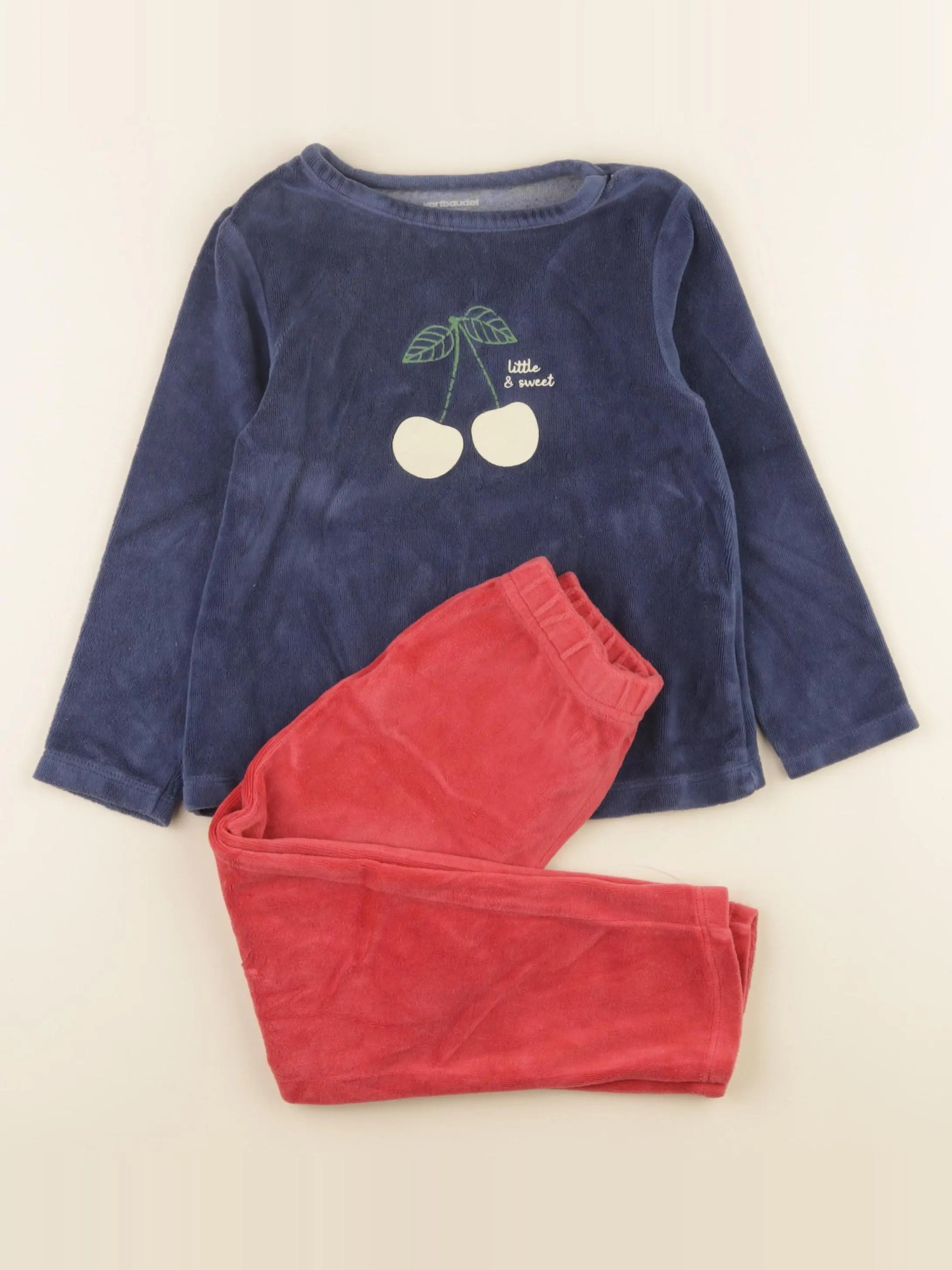 Vertbaudet - pyjama velours bleu, rouge - 5 ans