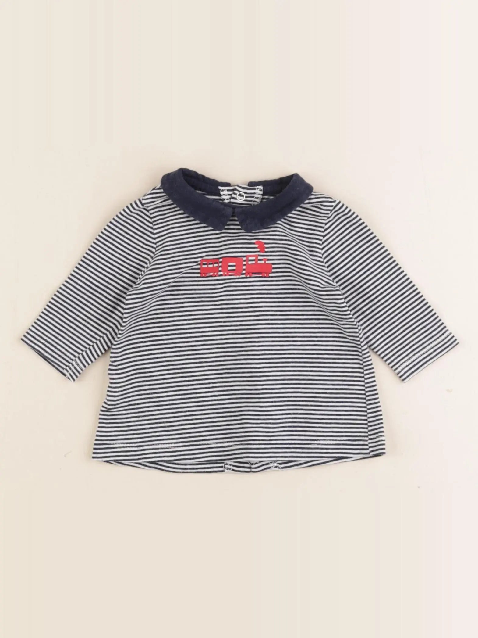 Boutchou - tee-shirt blanc, bleu - 1 mois