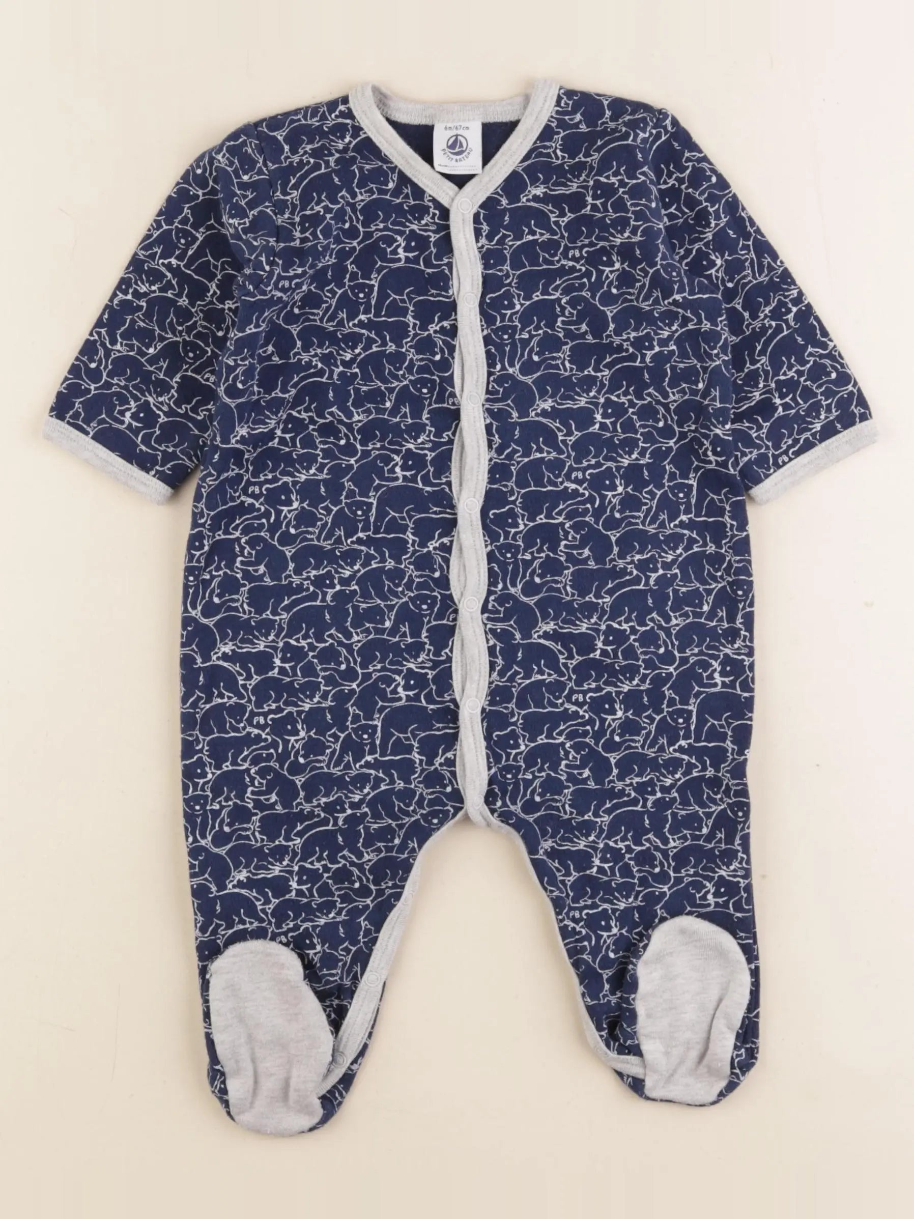 Petit Bateau - pyjama coton bleu - 6 mois
