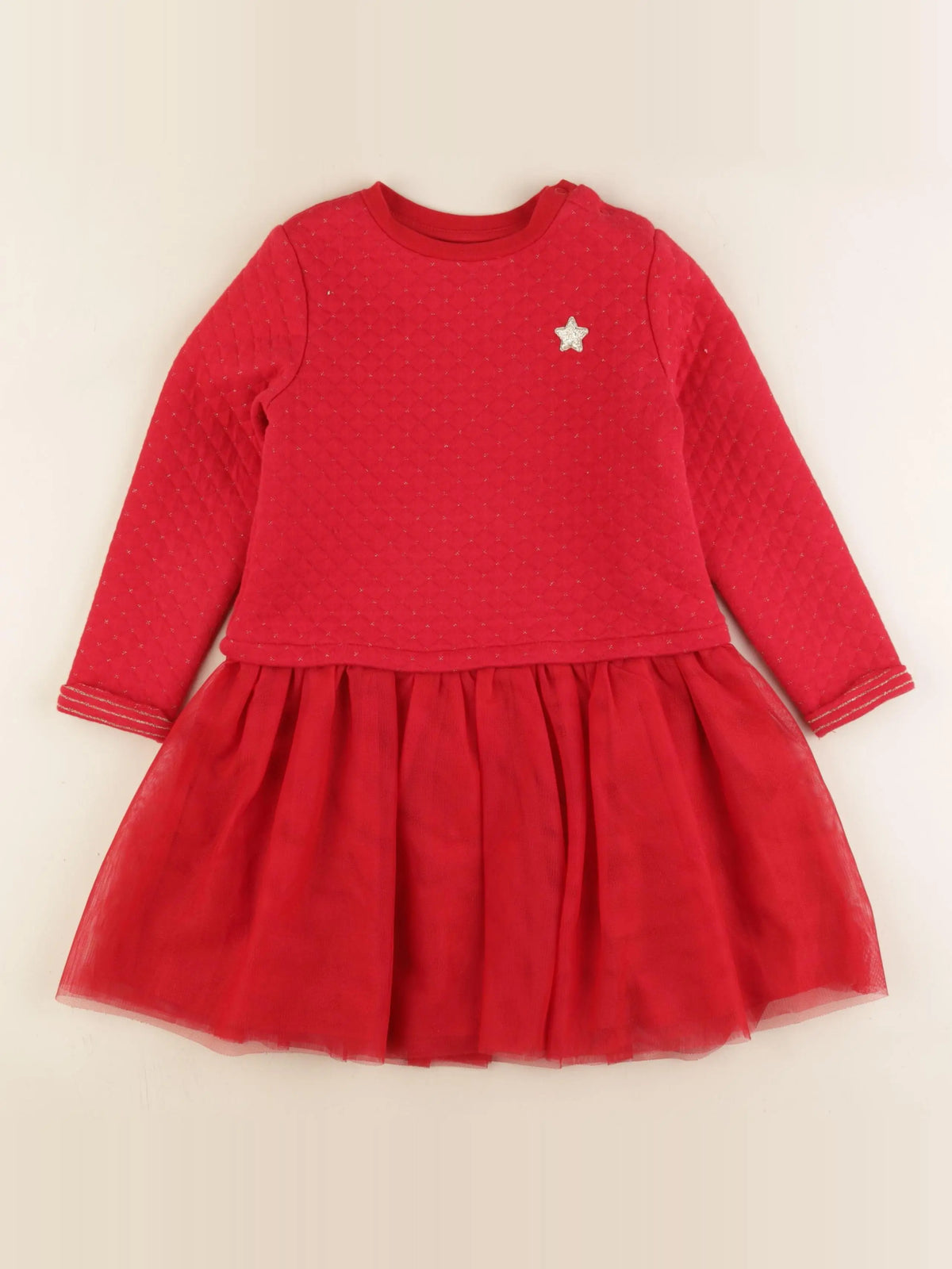 Vertbaudet - robe rouge, or - 6 ans