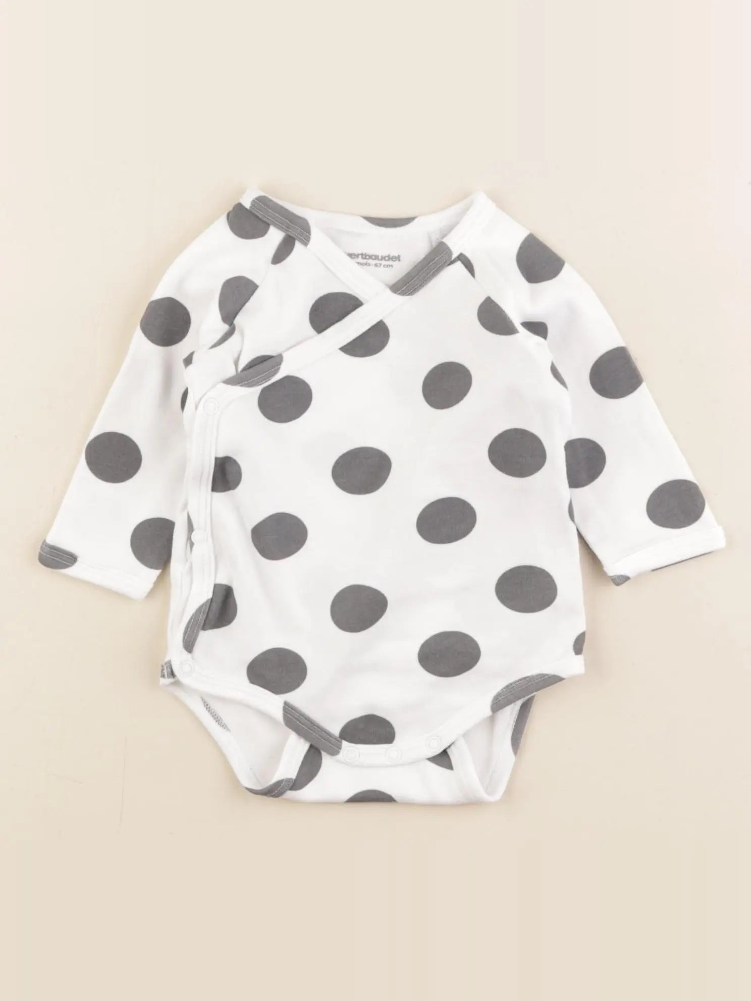 Vertbaudet - body blanc, gris - 6 mois