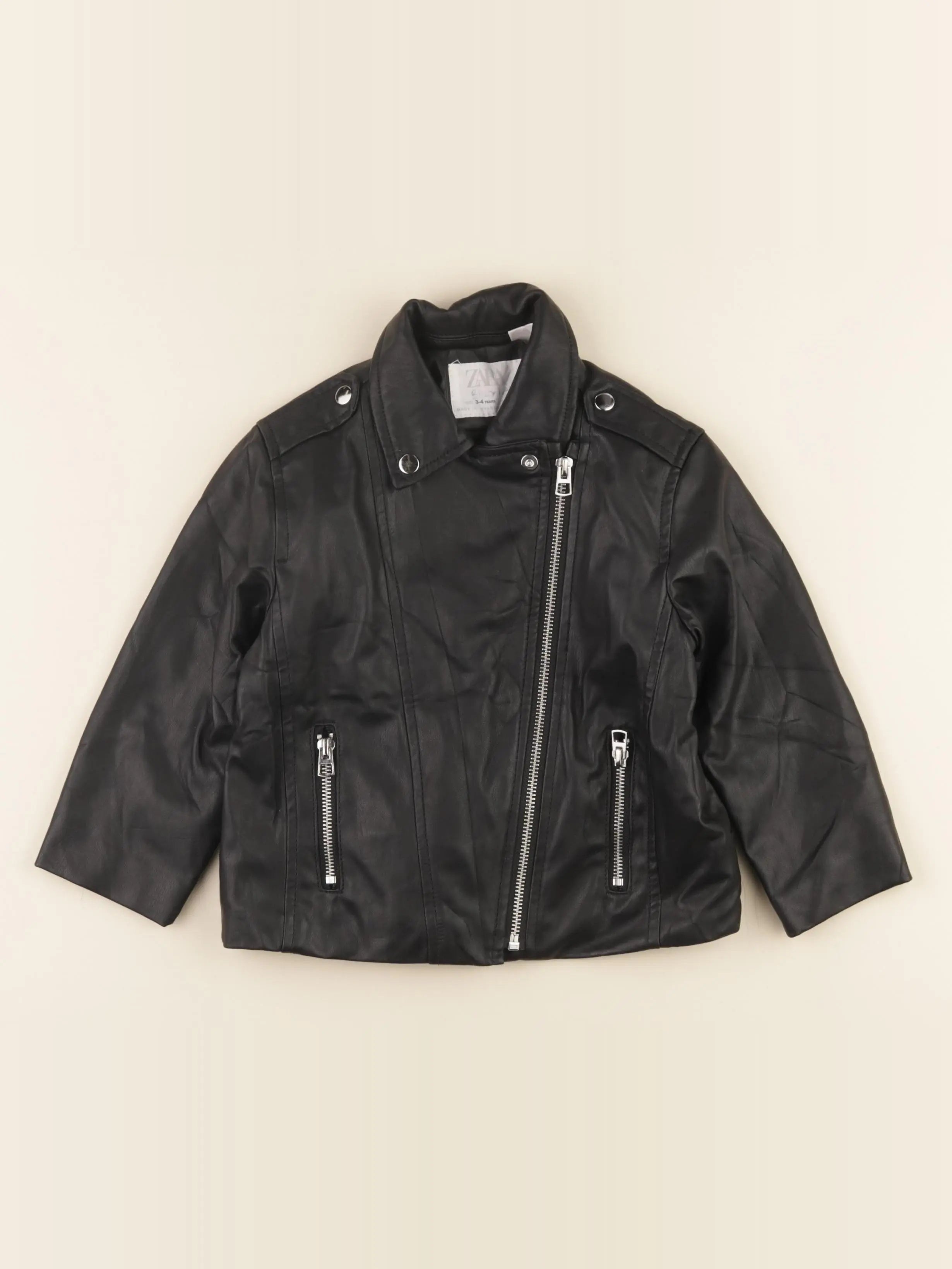 Zara - veste simili cuir noir - 3/4 ans