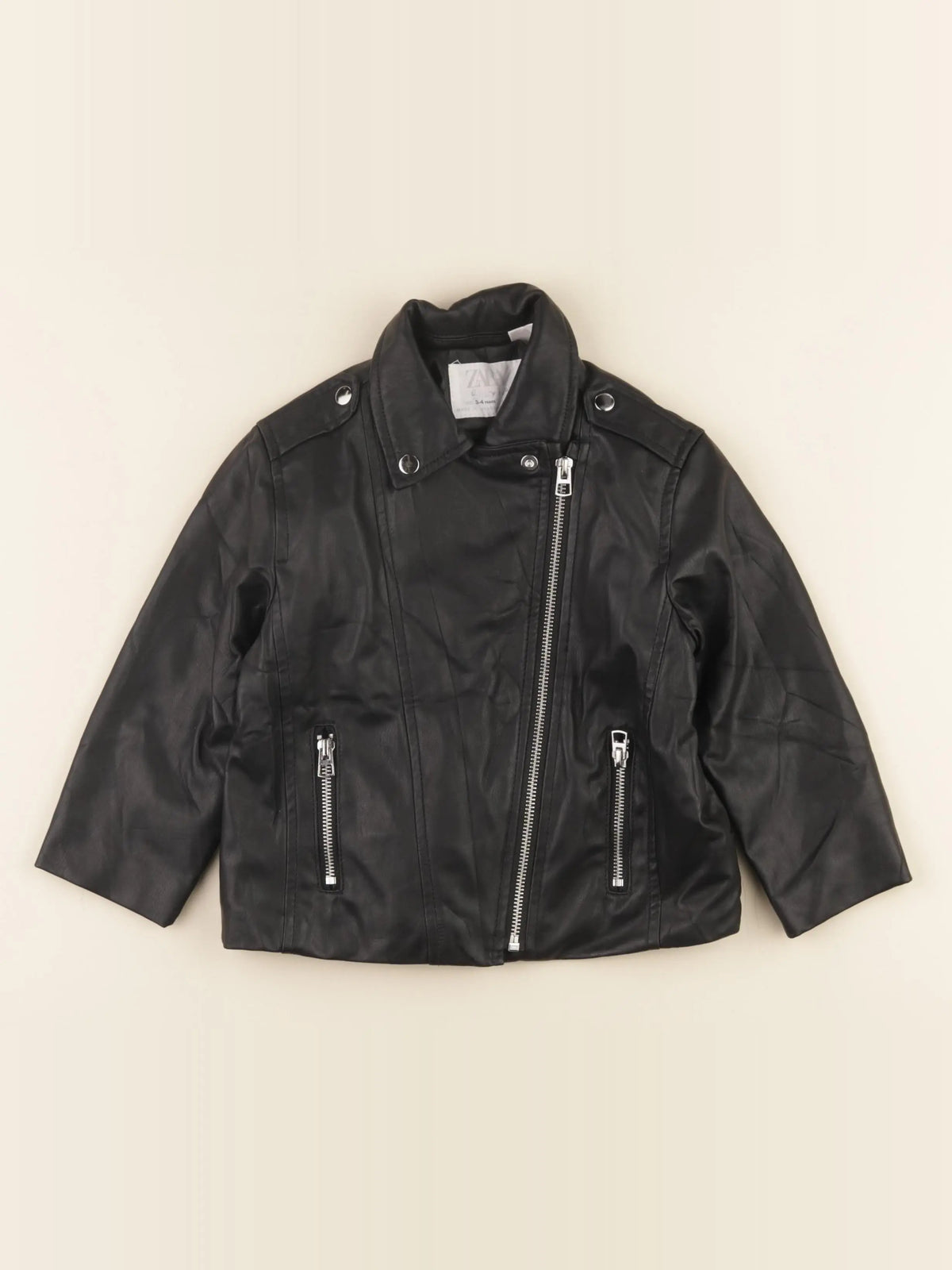 Zara - veste simili cuir noir - 3/4 ans