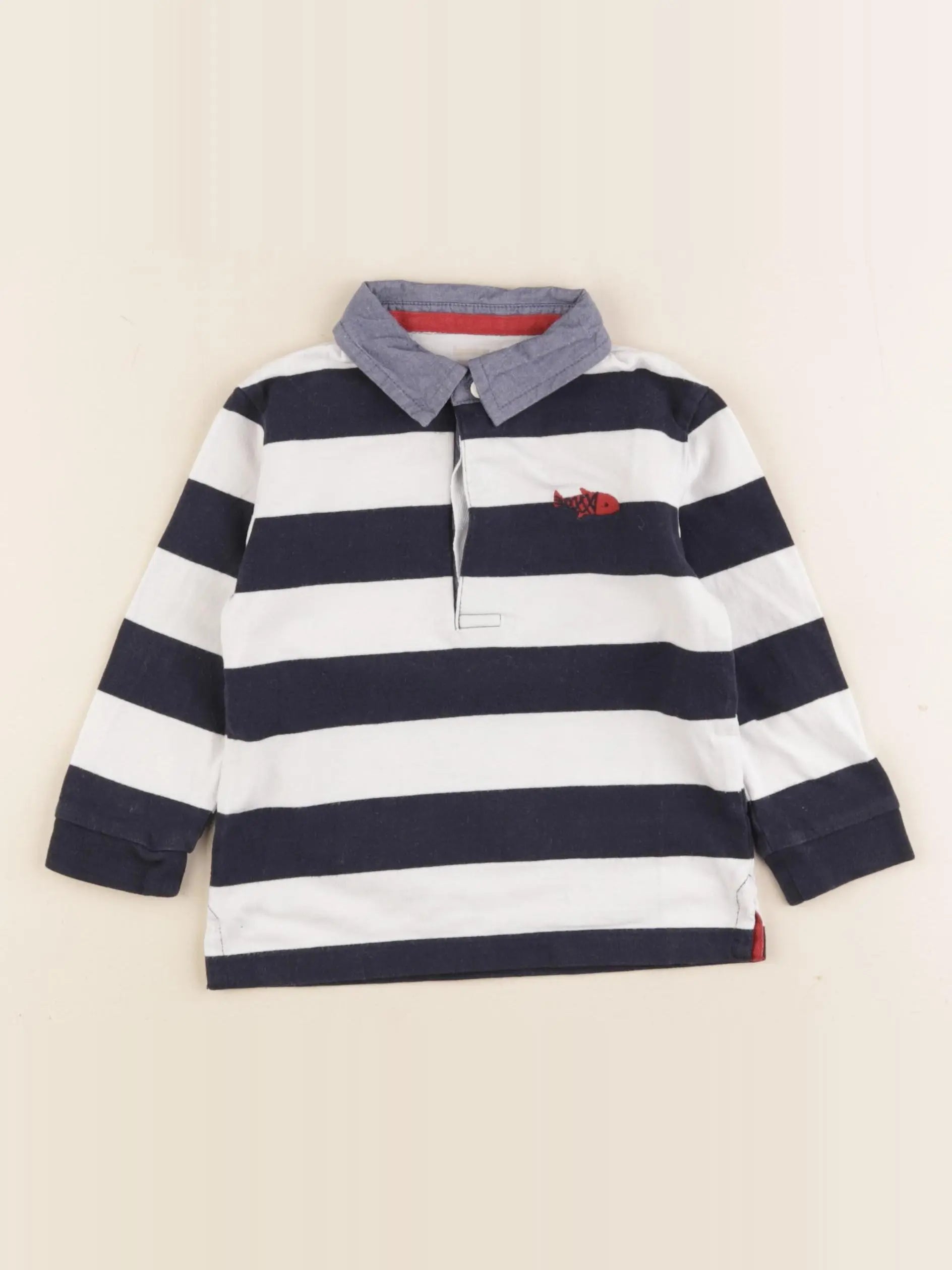 Boutchou - polo blanc, bleu - 18 mois
