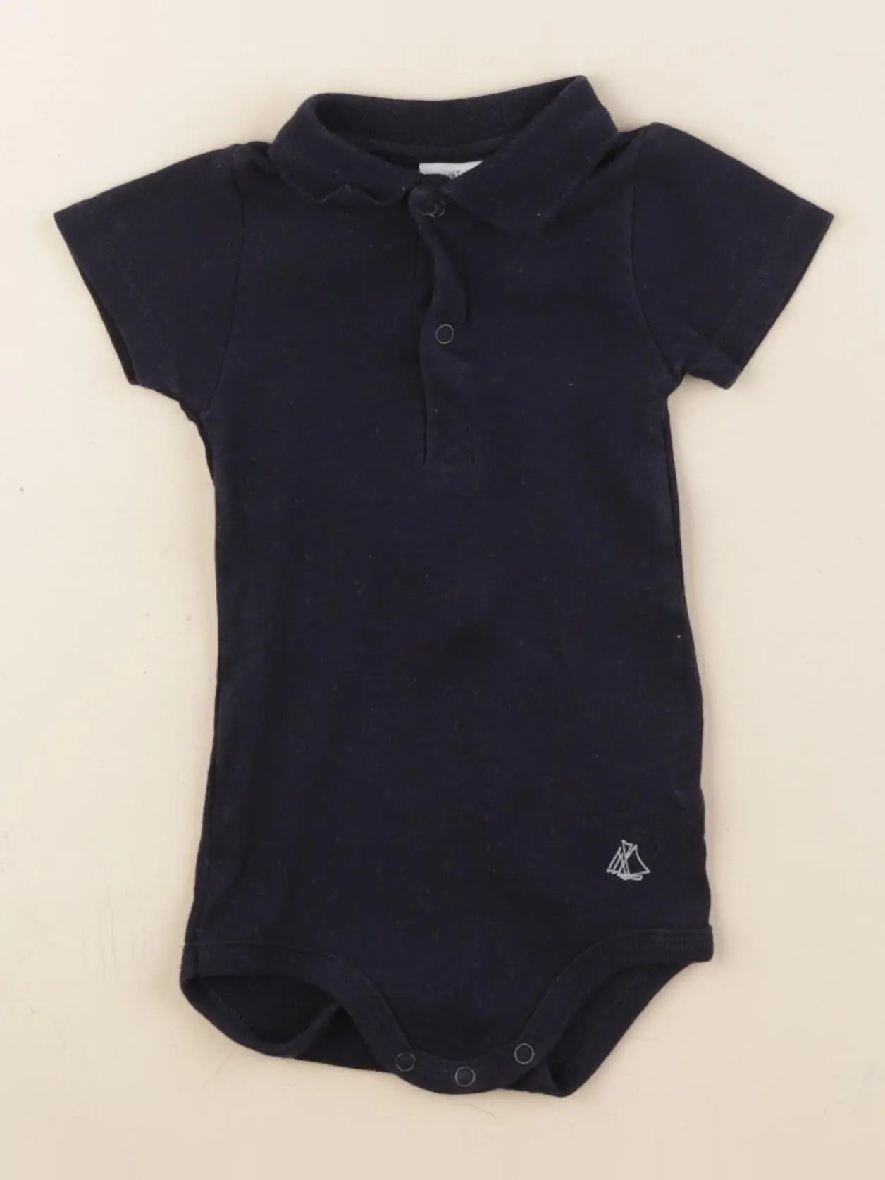 Petit Bateau - body à col bleu - 6 mois