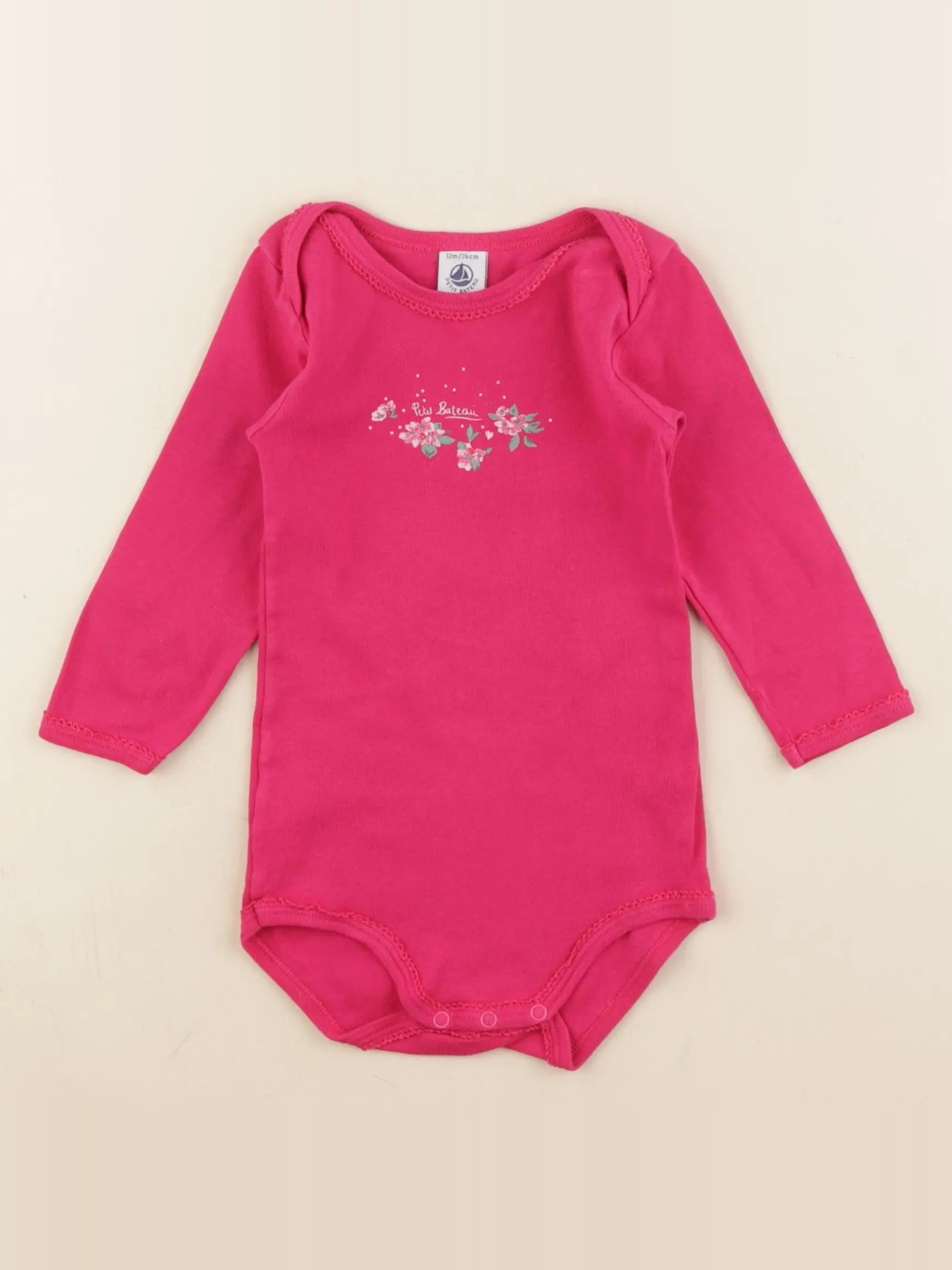 Petit Bateau - body rose - 12 mois