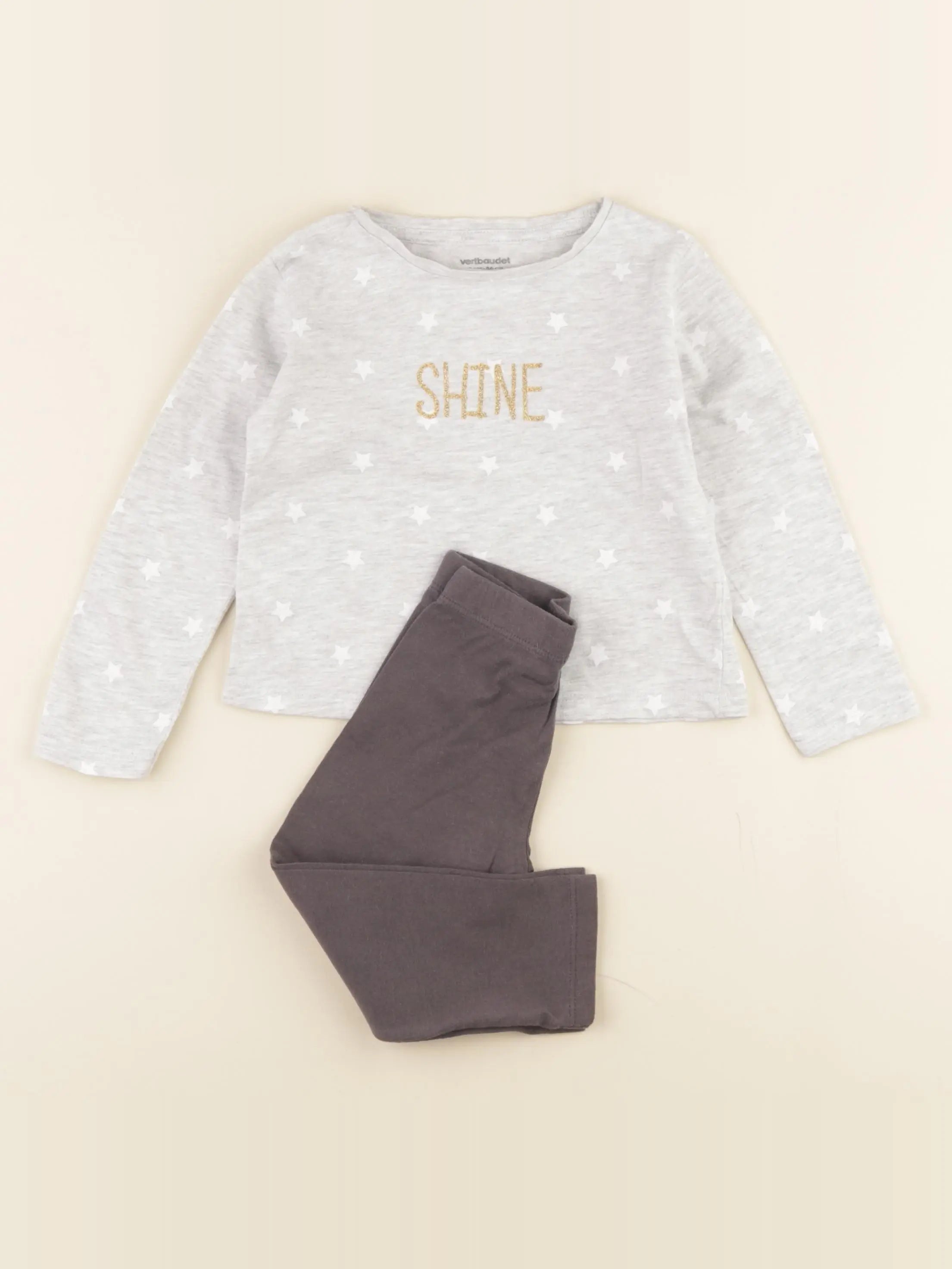 Vertbaudet - pyjama coton gris - 2 ans