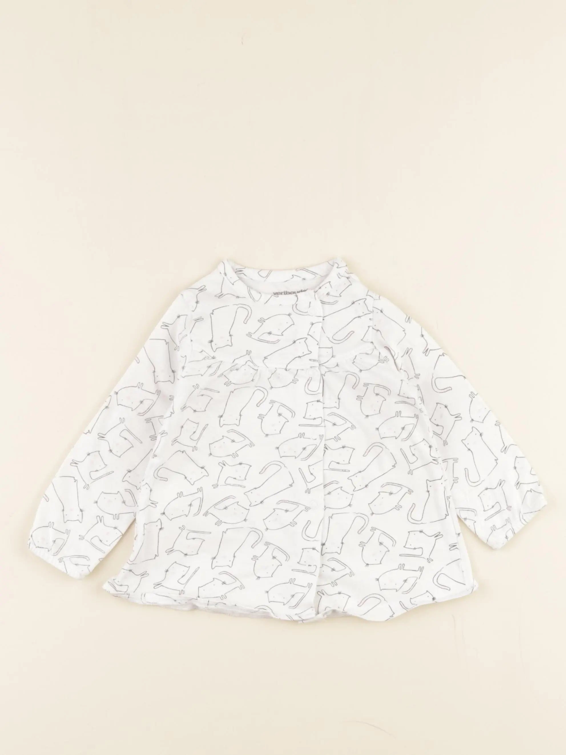 Vertbaudet - tee-shirt blanc, gris - 6 mois